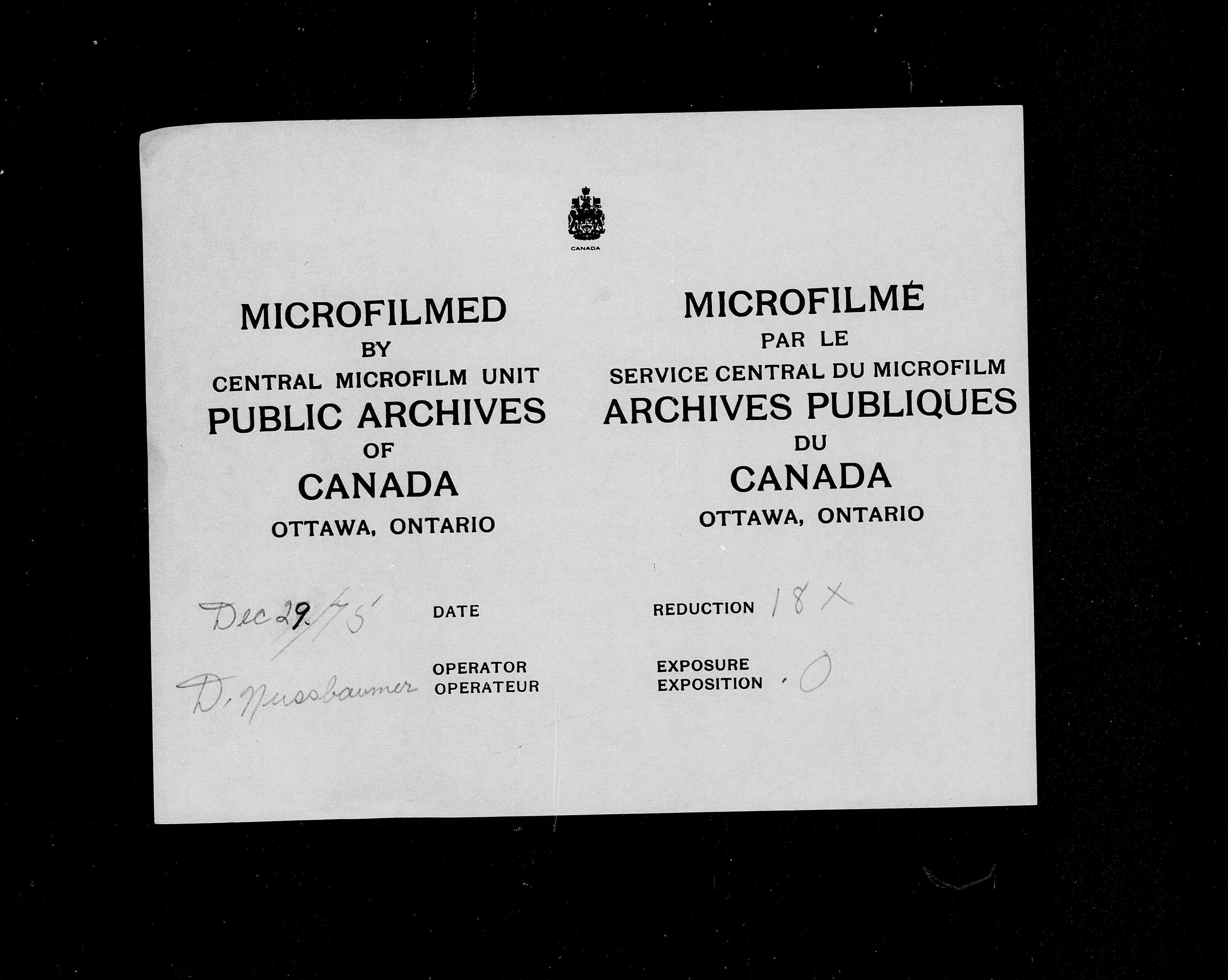 Titre : Recensement du Canada (1871) - N d'enregistrement Mikan : 194056 - Microforme : c-9996