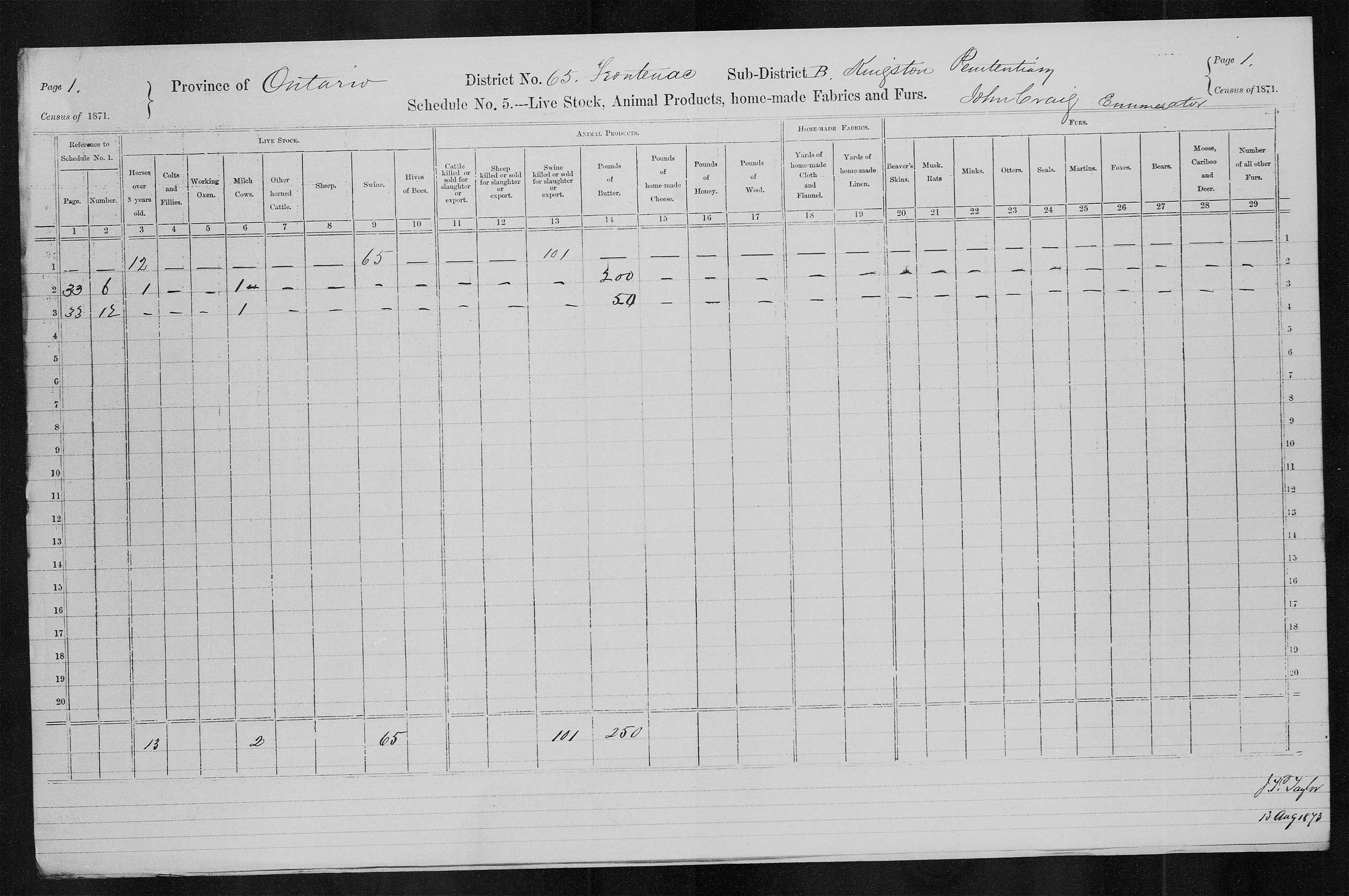 Title: Census of Canada, 1871 - Mikan Number: 142105 - Microform: c-9998