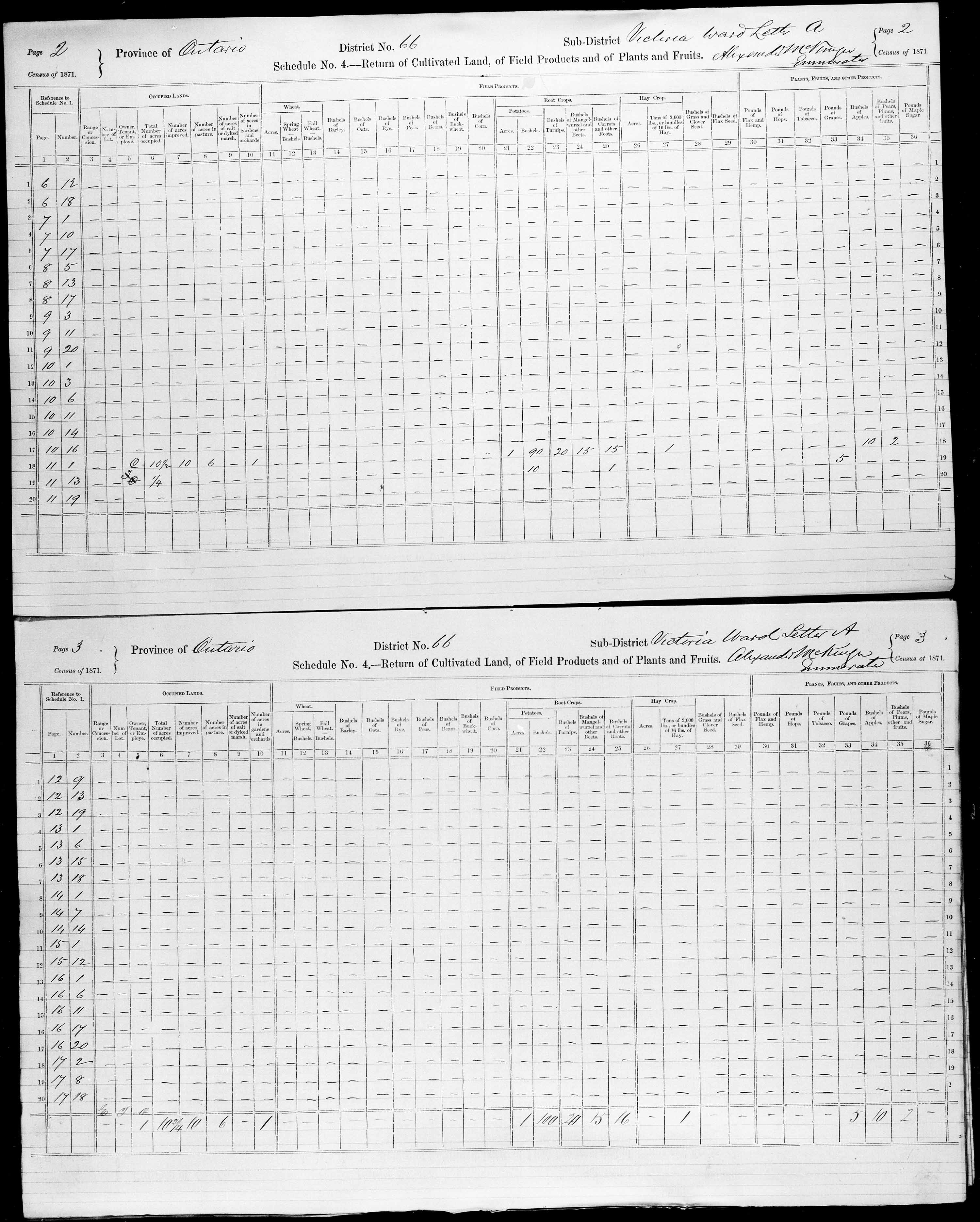 Title: Census of Canada, 1871 - Mikan Number: 142105 - Microform: c-9999