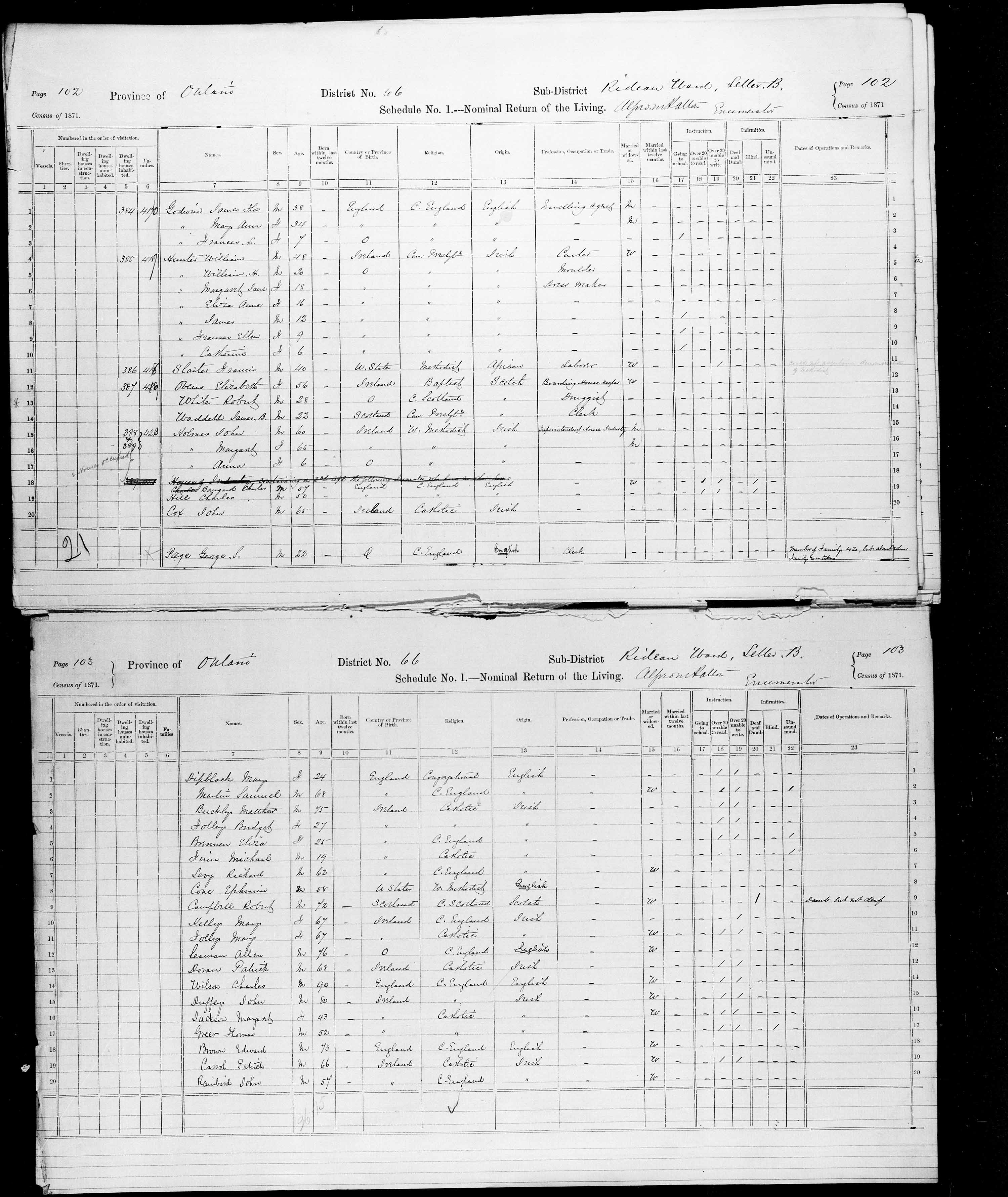 Title: Census of Canada, 1871 - Mikan Number: 142105 - Microform: c-9999