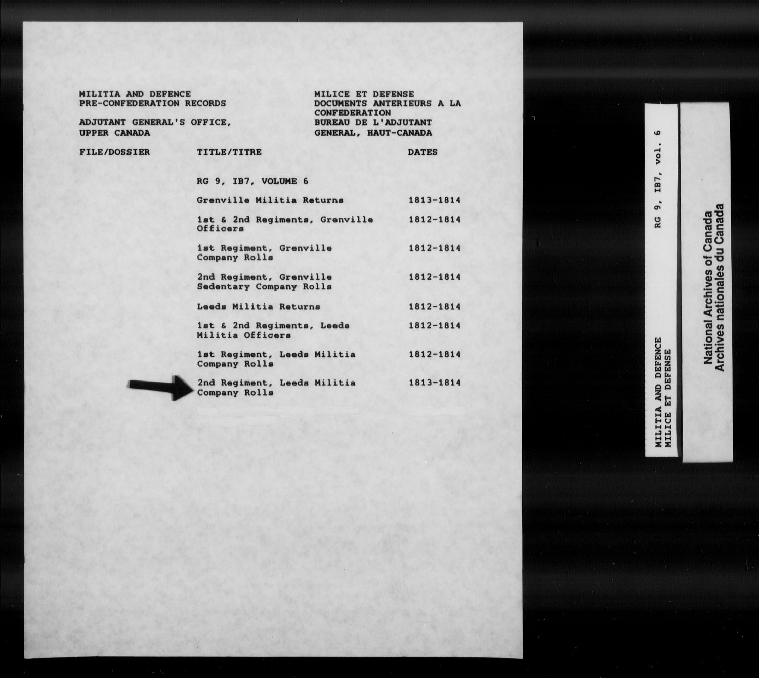 Title: War of 1812: Upper Canada Returns, Nominal Rolls and Paylists, RG 9 1B7 - Mikan Number: 183676 - Microform: t-10381