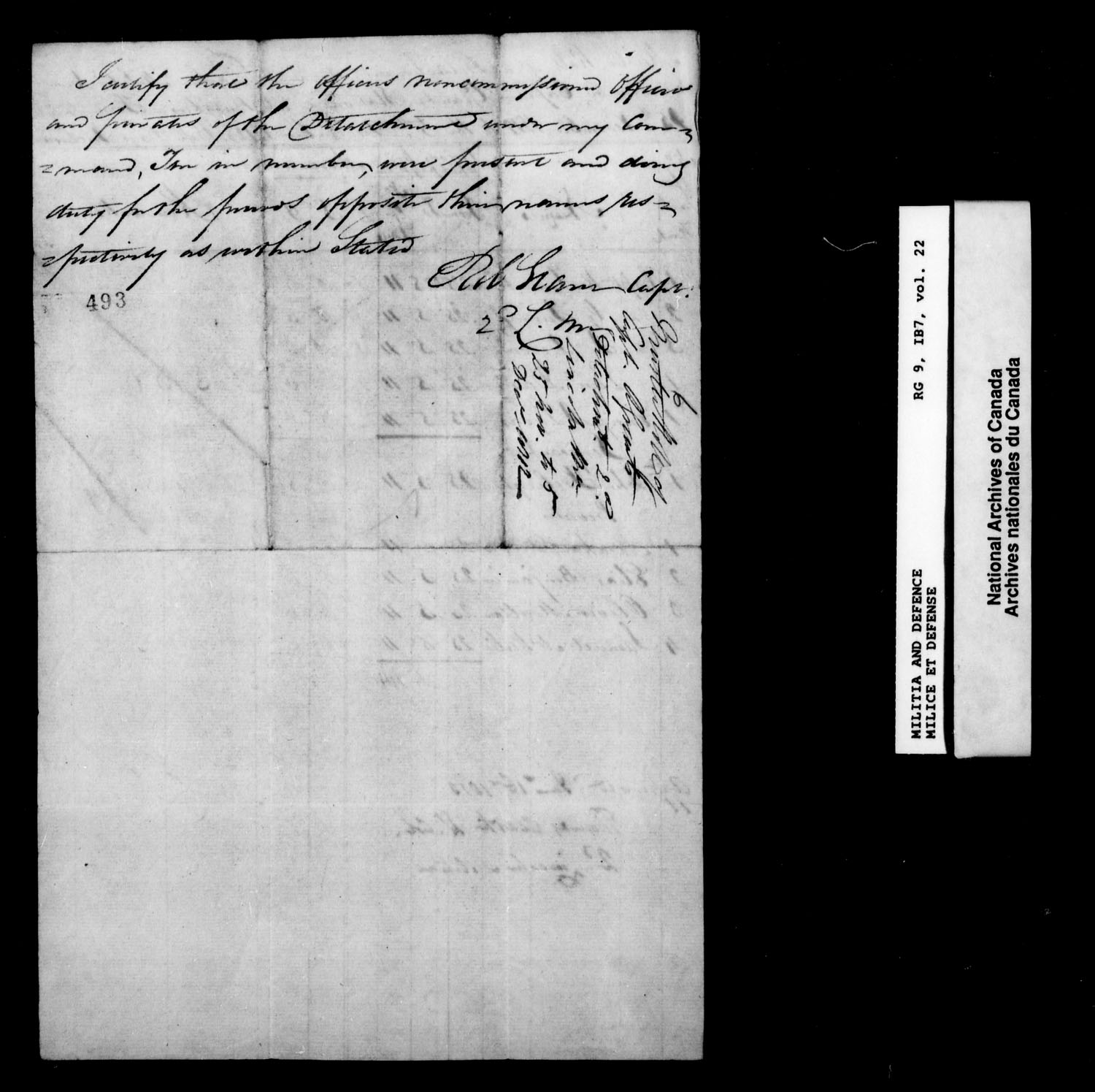 Title: War of 1812: Upper Canada Returns, Nominal Rolls and Paylists, RG 9 1B7 - Mikan Number: 183676 - Microform: t-10386