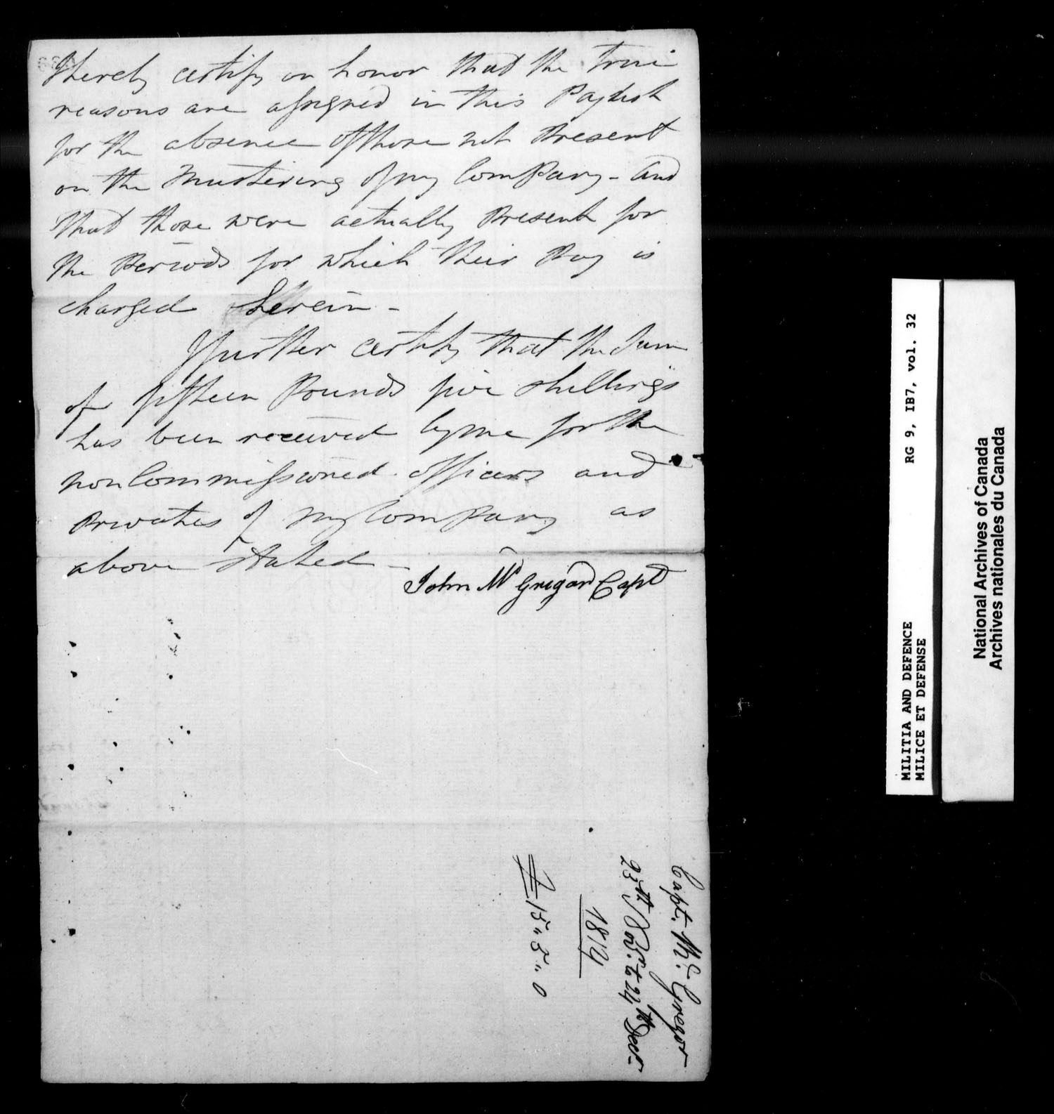 Title: War of 1812: Upper Canada Returns, Nominal Rolls and Paylists, RG 9 1B7 - Mikan Number: 183676 - Microform: t-10388