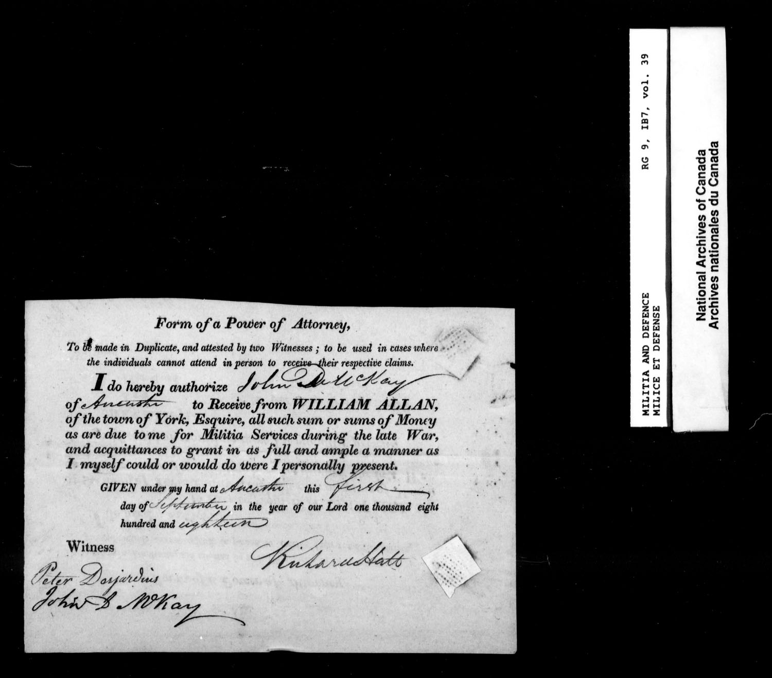 Title: War of 1812: Upper Canada Returns, Nominal Rolls and Paylists, RG 9 1B7 - Mikan Number: 183676 - Microform: t-10392