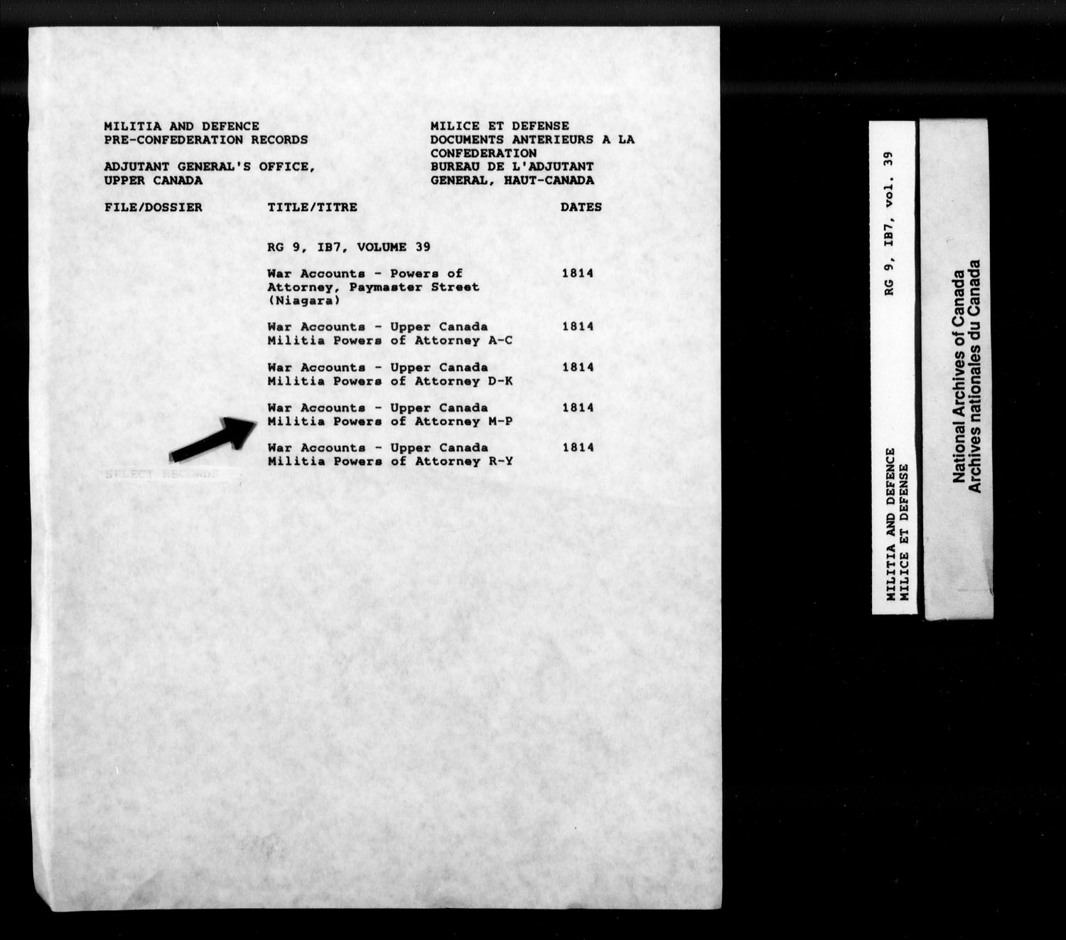 Title: War of 1812: Upper Canada Returns, Nominal Rolls and Paylists, RG 9 1B7 - Mikan Number: 183676 - Microform: t-10392