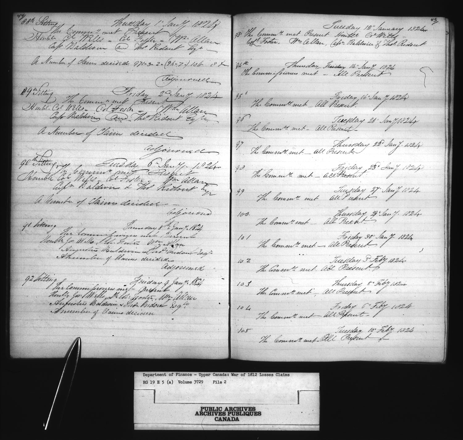 Title: War of 1812: Board of Claims for Losses, 1813-1848, RG 19 E5A - Mikan Number: 139215 - Microform: t-1122