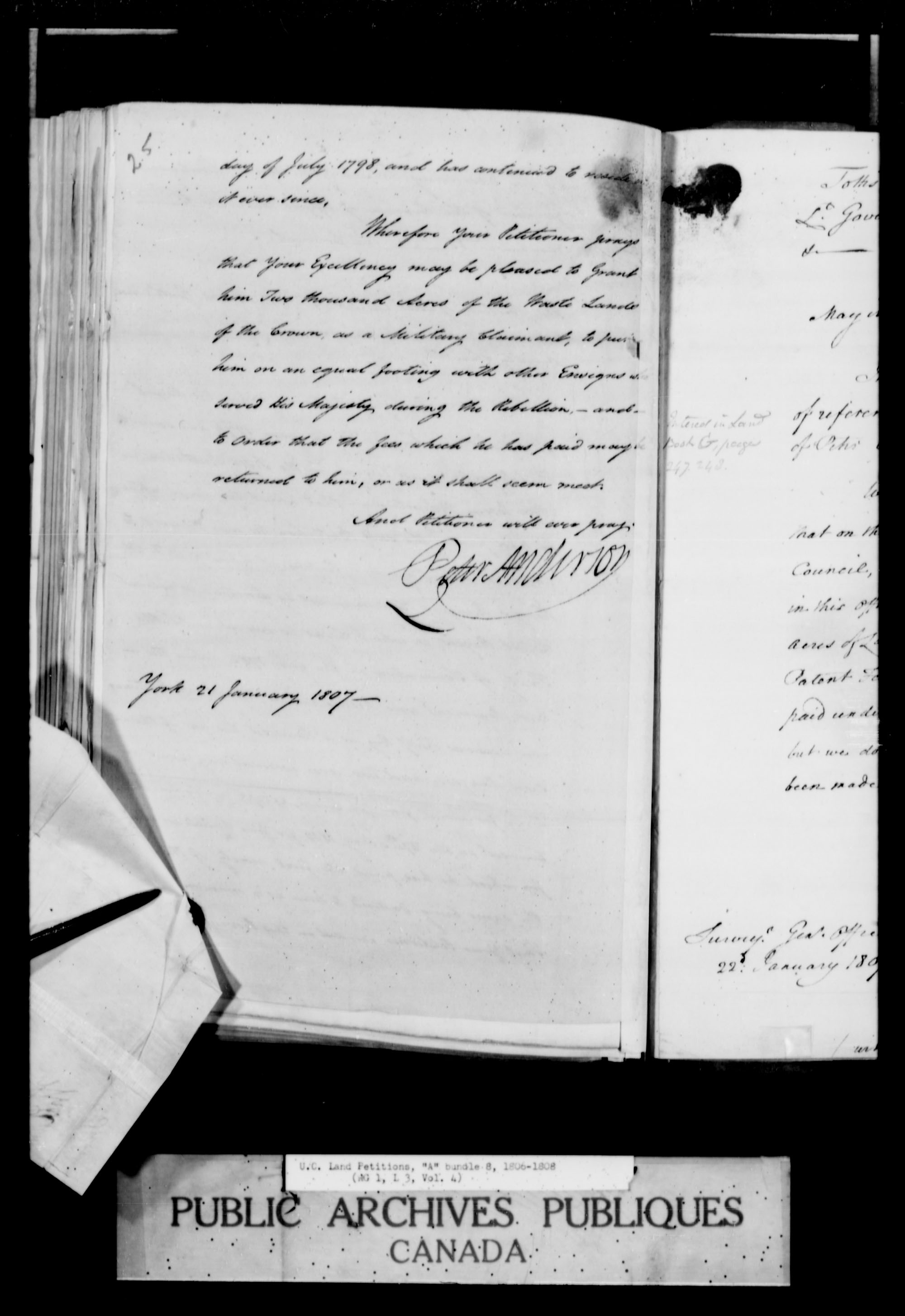 Title: Upper Canada Land Petitions (1763-1865) - Mikan Number: 205131 - Microform: c-1609
