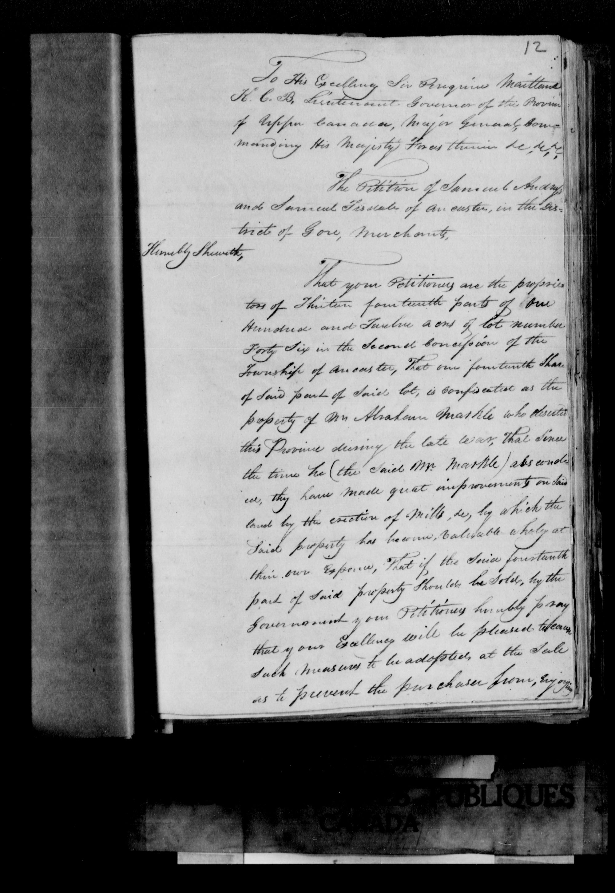 Title: Upper Canada Land Petitions (1763-1865) - Mikan Number: 205131 - Microform: c-1611