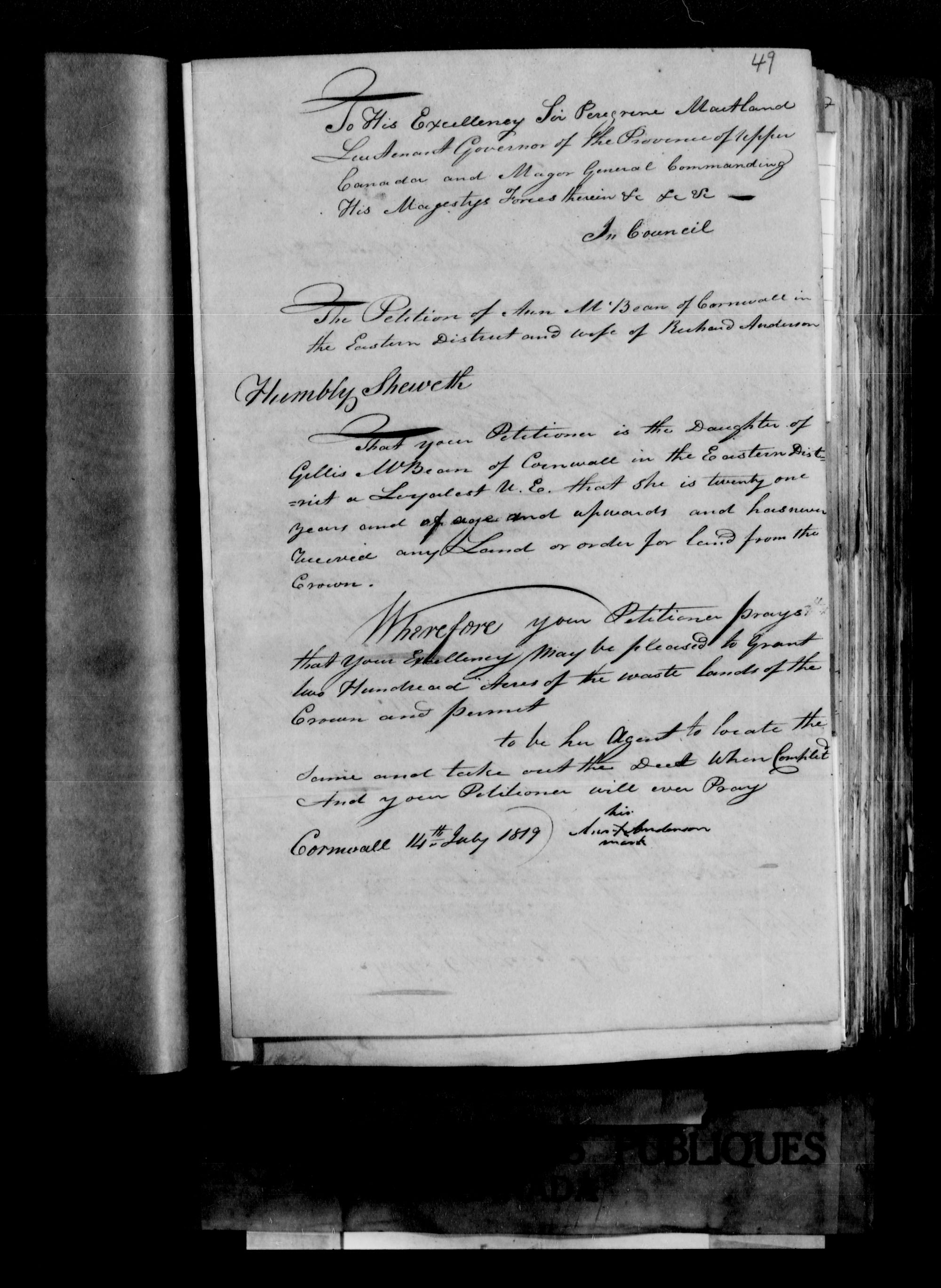 Title: Upper Canada Land Petitions (1763-1865) - Mikan Number: 205131 - Microform: c-1611
