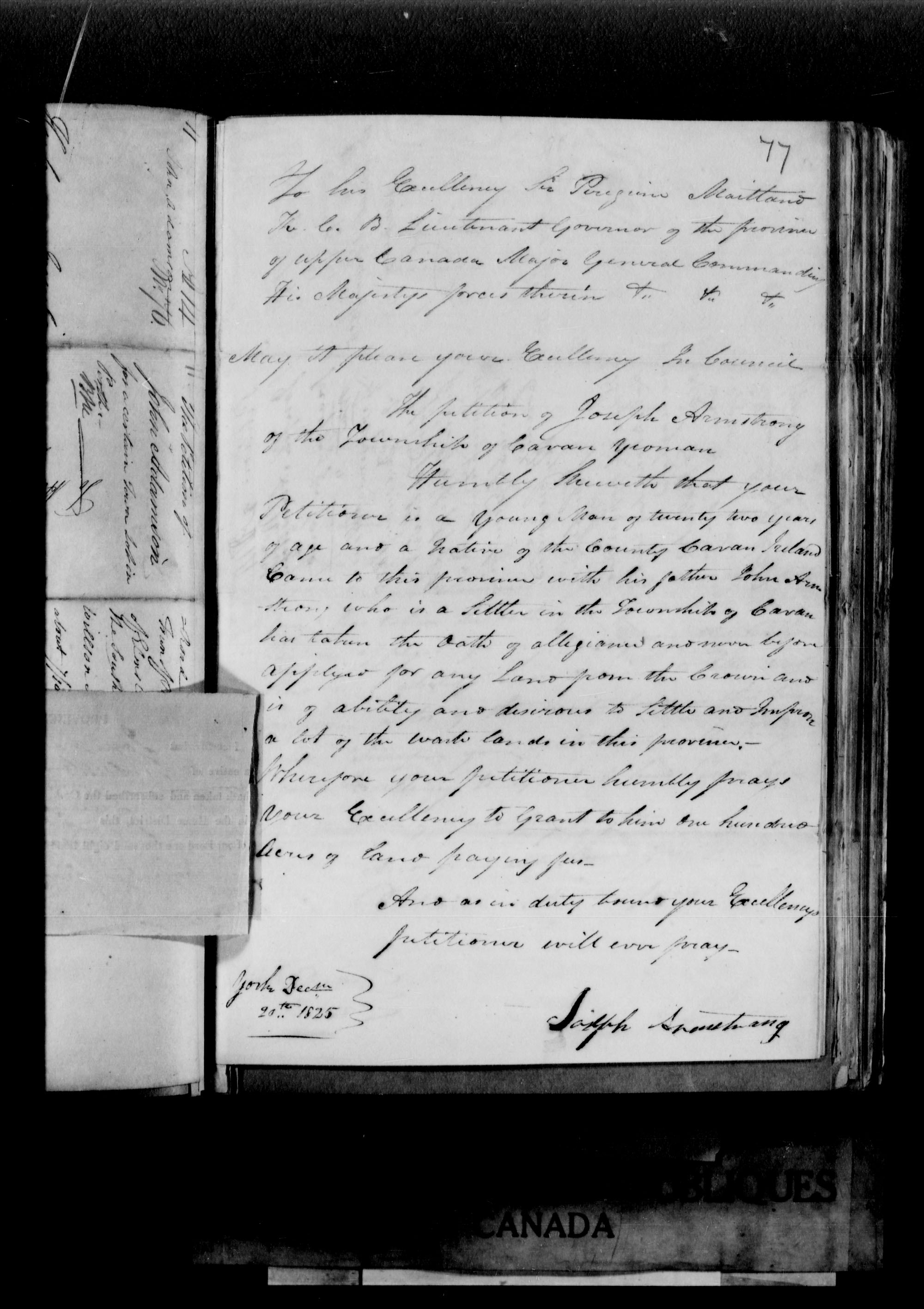 Titre : Demandes de terres du Haut-Canada (1763-1865) - N d'enregistrement Mikan : 205131 - Microforme : c-1611