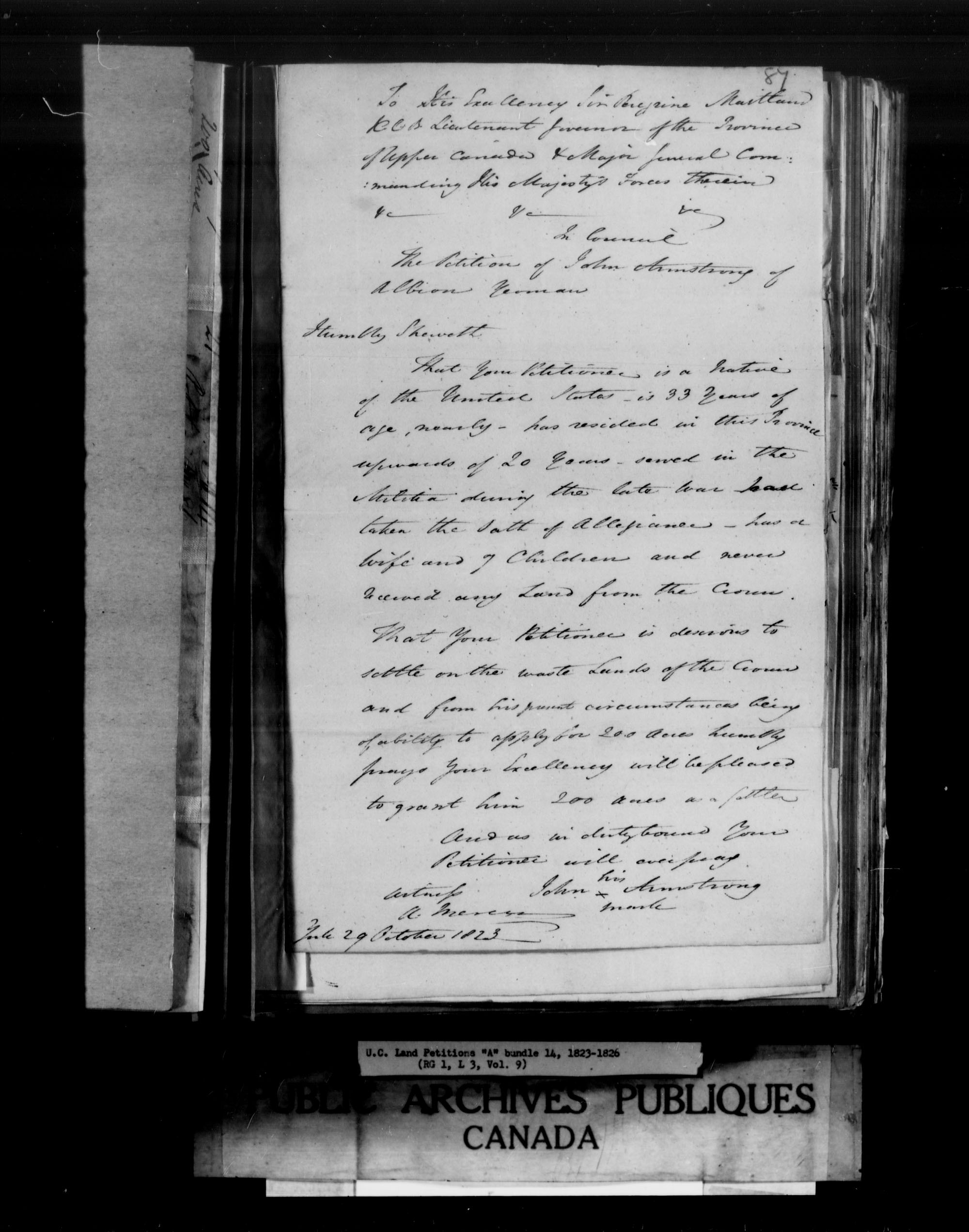 Title: Upper Canada Land Petitions (1763-1865) - Mikan Number: 205131 - Microform: c-1612