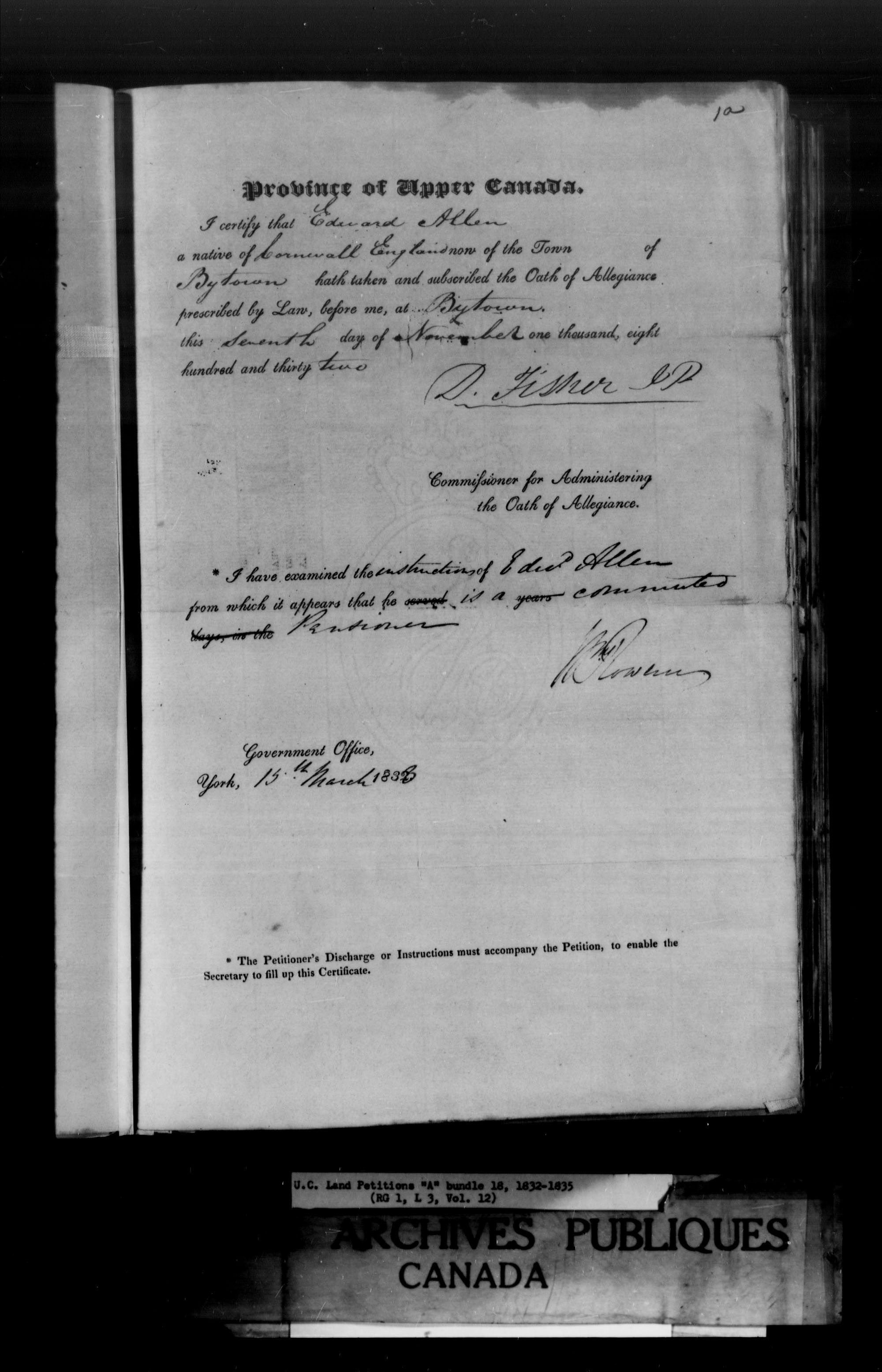 Titre : Demandes de terres du Haut-Canada (1763-1865) - N d'enregistrement Mikan : 205131 - Microforme : c-1613