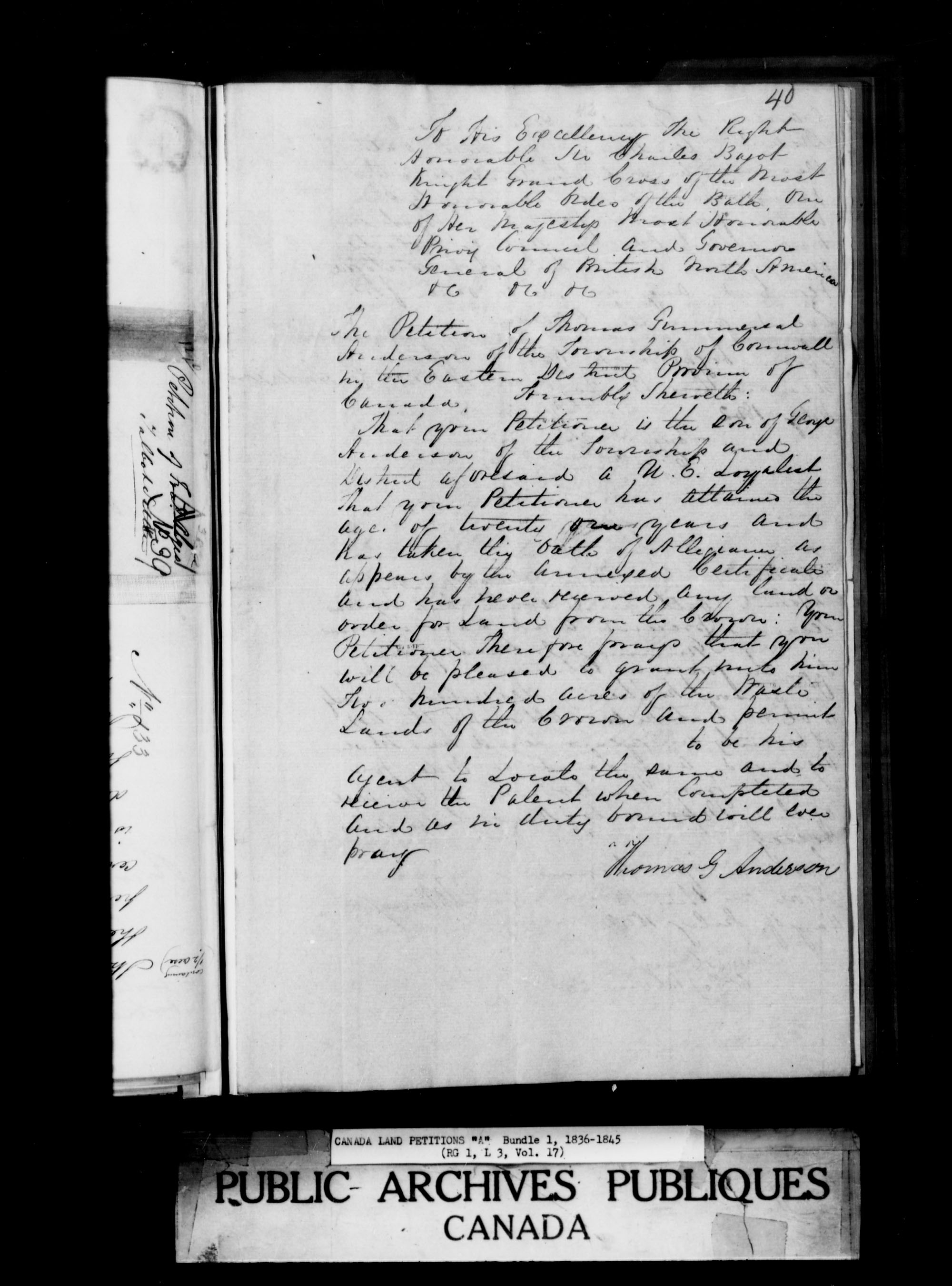Title: Upper Canada Land Petitions (1763-1865) - Mikan Number: 205131 - Microform: c-1615