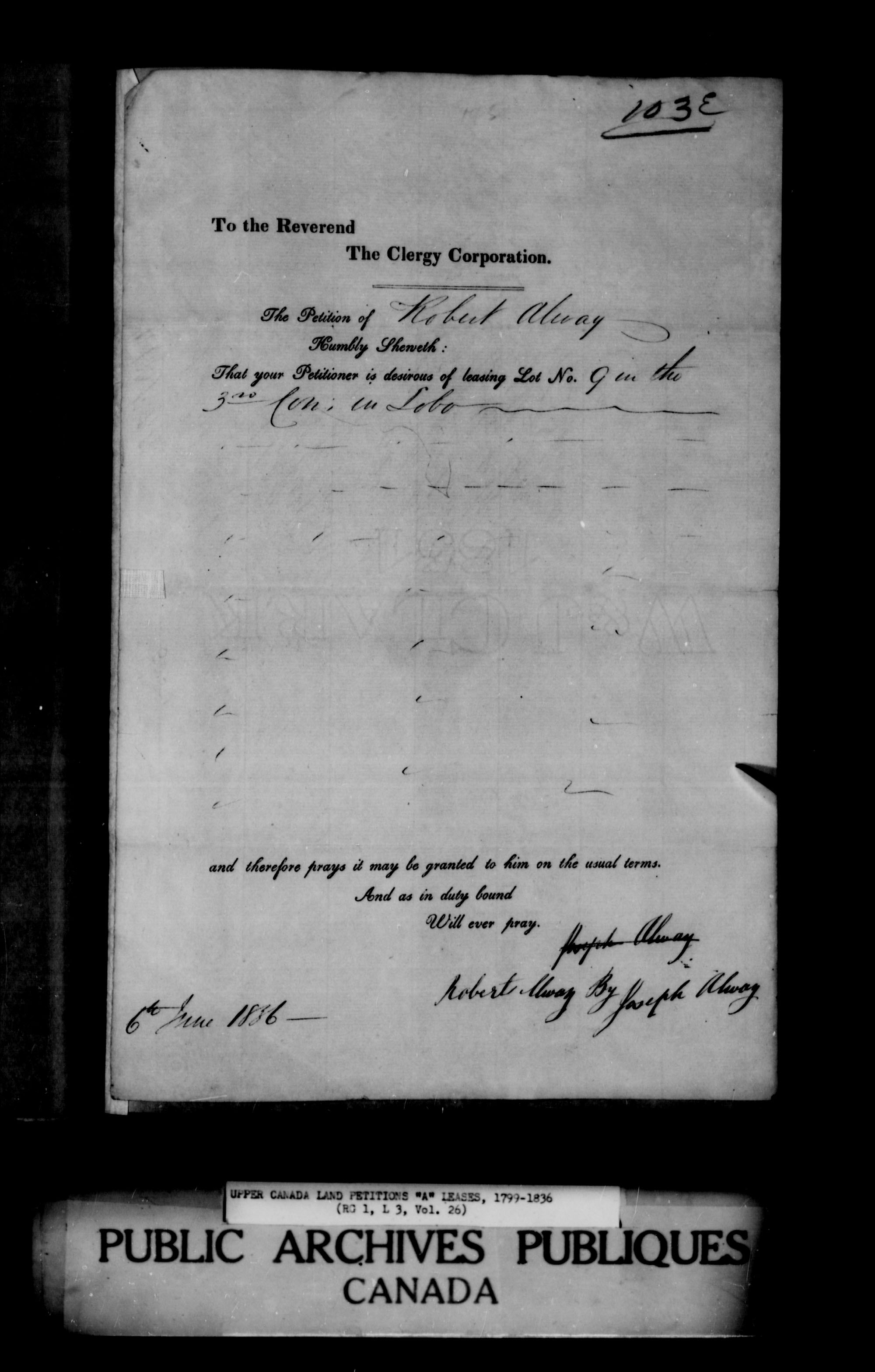 Titre : Demandes de terres du Haut-Canada (1763-1865) - N d'enregistrement Mikan : 205131 - Microforme : c-1618