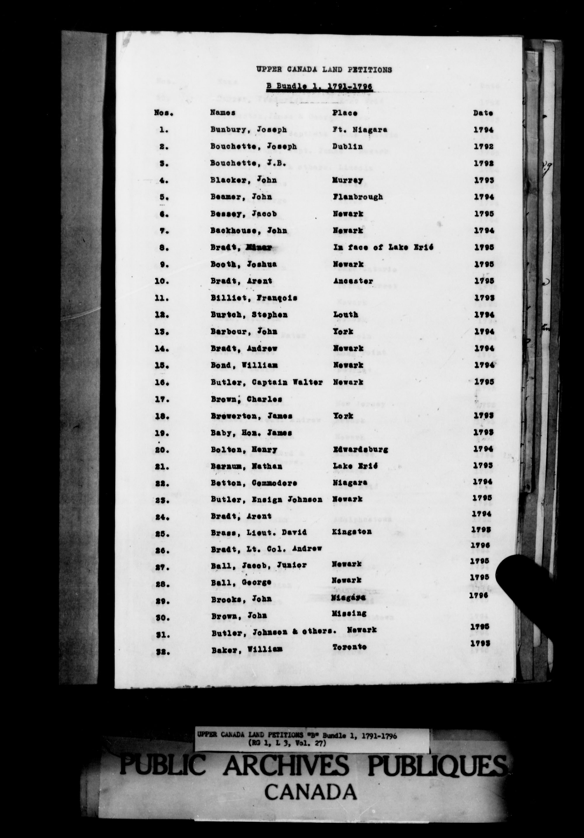 Title: Upper Canada Land Petitions (1763-1865) - Mikan Number: 205131 - Microform: c-1619