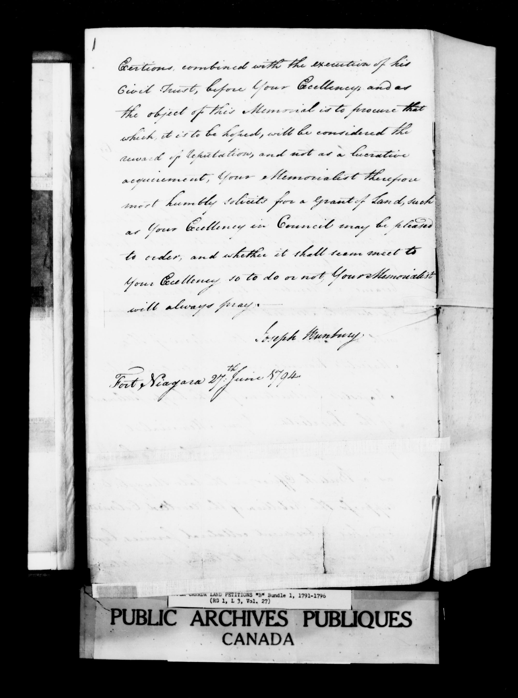 Titre : Demandes de terres du Haut-Canada (1763-1865) - N d'enregistrement Mikan : 205131 - Microforme : c-1619