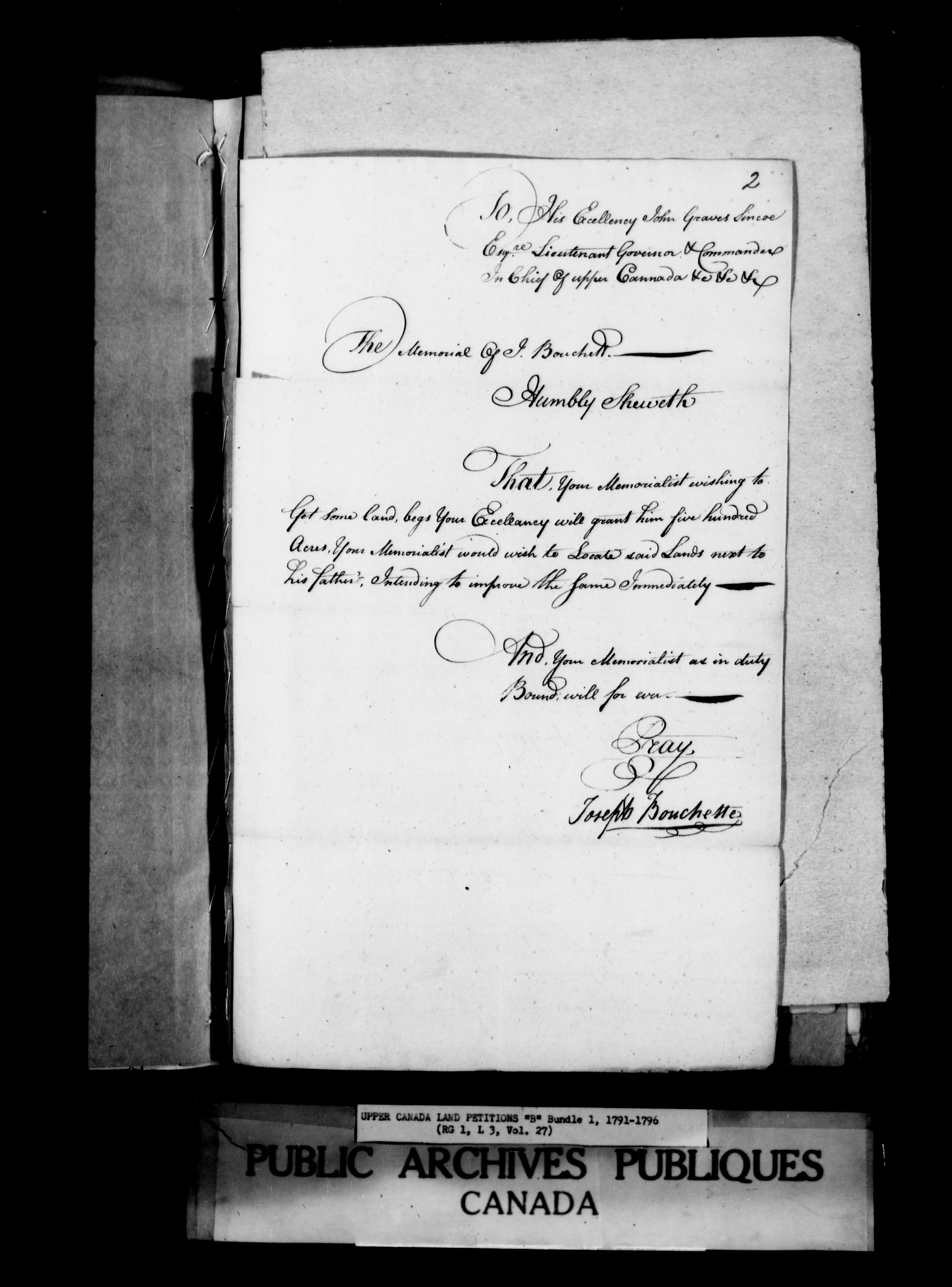 Titre : Demandes de terres du Haut-Canada (1763-1865) - N d'enregistrement Mikan : 205131 - Microforme : c-1619