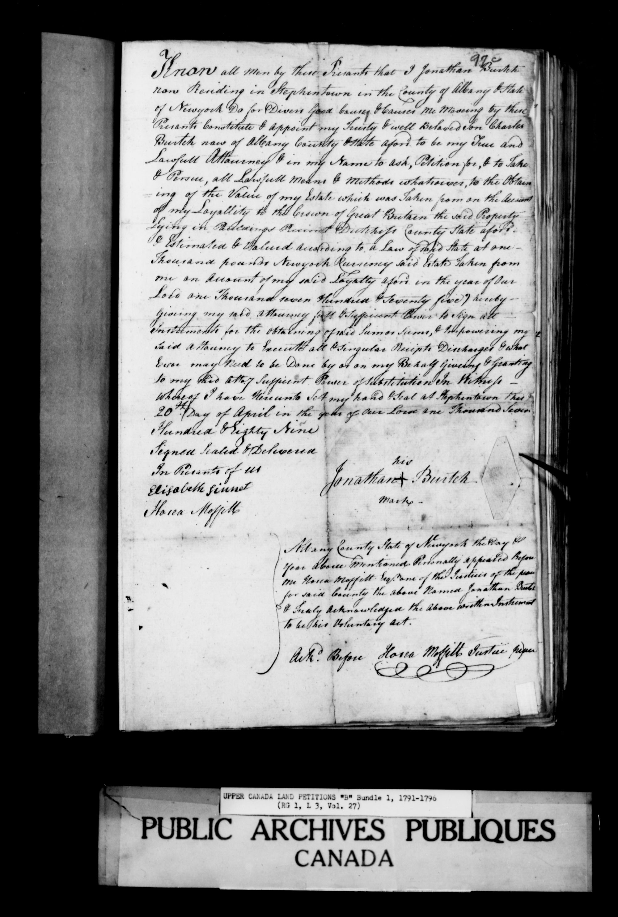 Title: Upper Canada Land Petitions (1763-1865) - Mikan Number: 205131 - Microform: c-1619