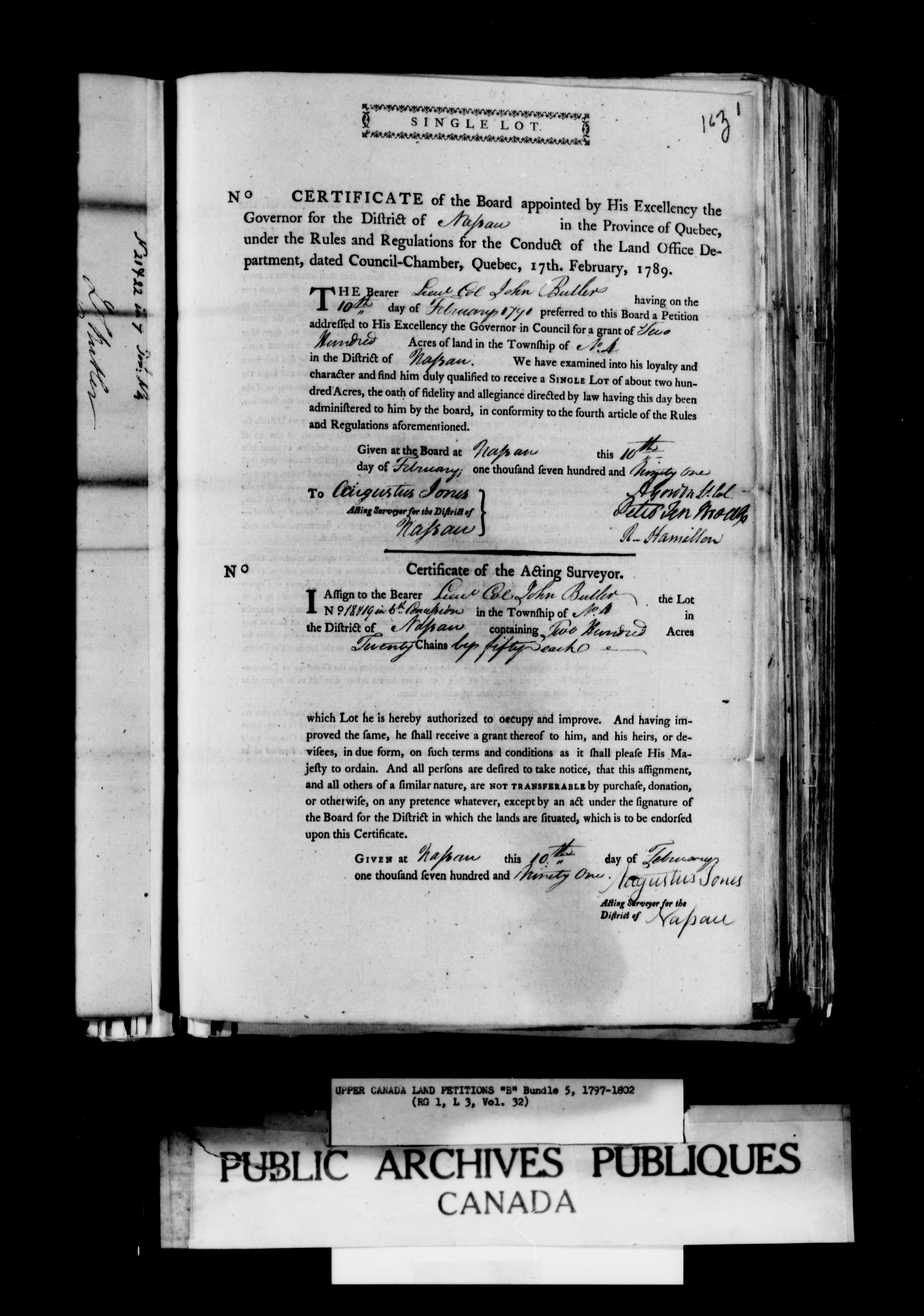 Titre : Demandes de terres du Haut-Canada (1763-1865) - N d'enregistrement Mikan : 205131 - Microforme : c-1620