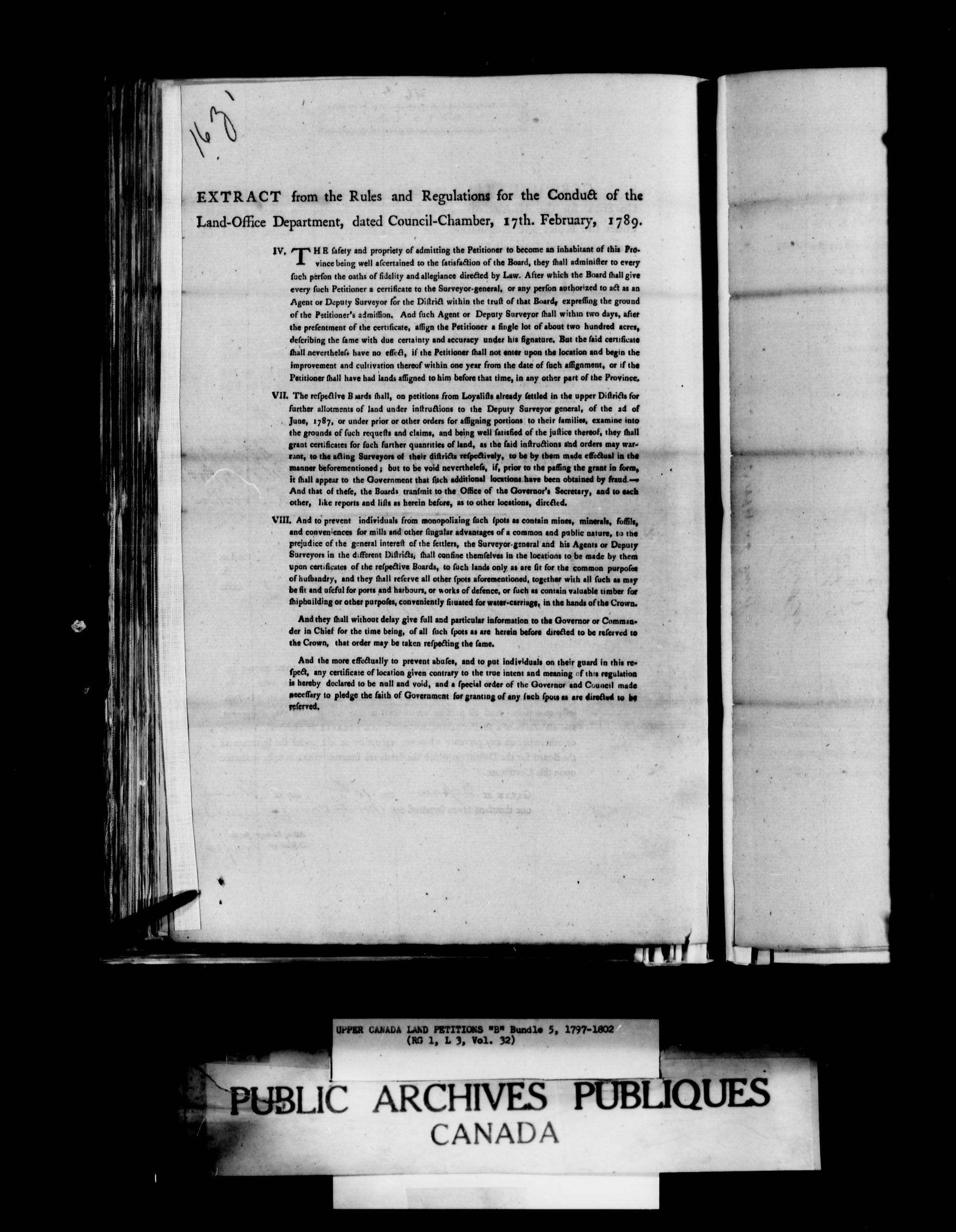 Titre : Demandes de terres du Haut-Canada (1763-1865) - N d'enregistrement Mikan : 205131 - Microforme : c-1620