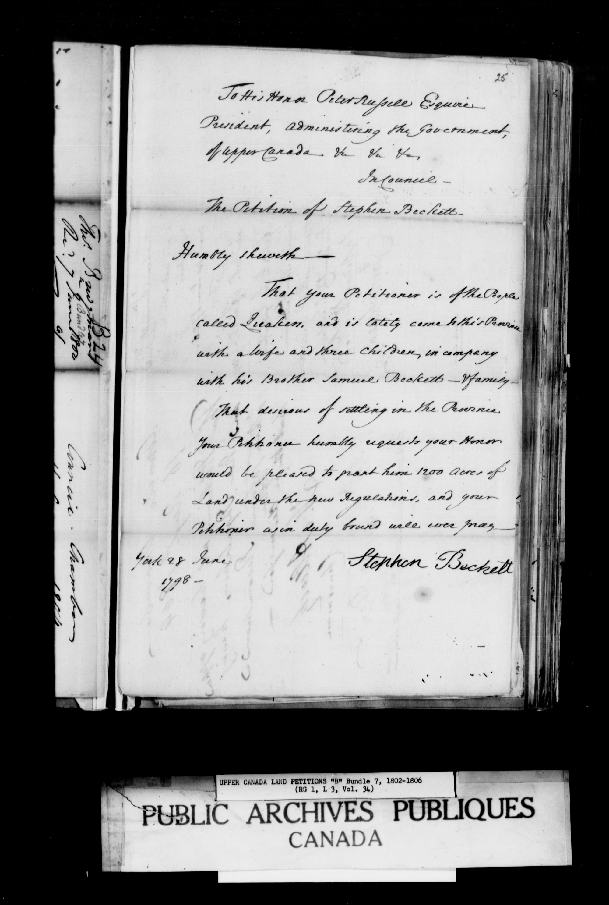 Title: Upper Canada Land Petitions (1763-1865) - Mikan Number: 205131 - Microform: c-1621