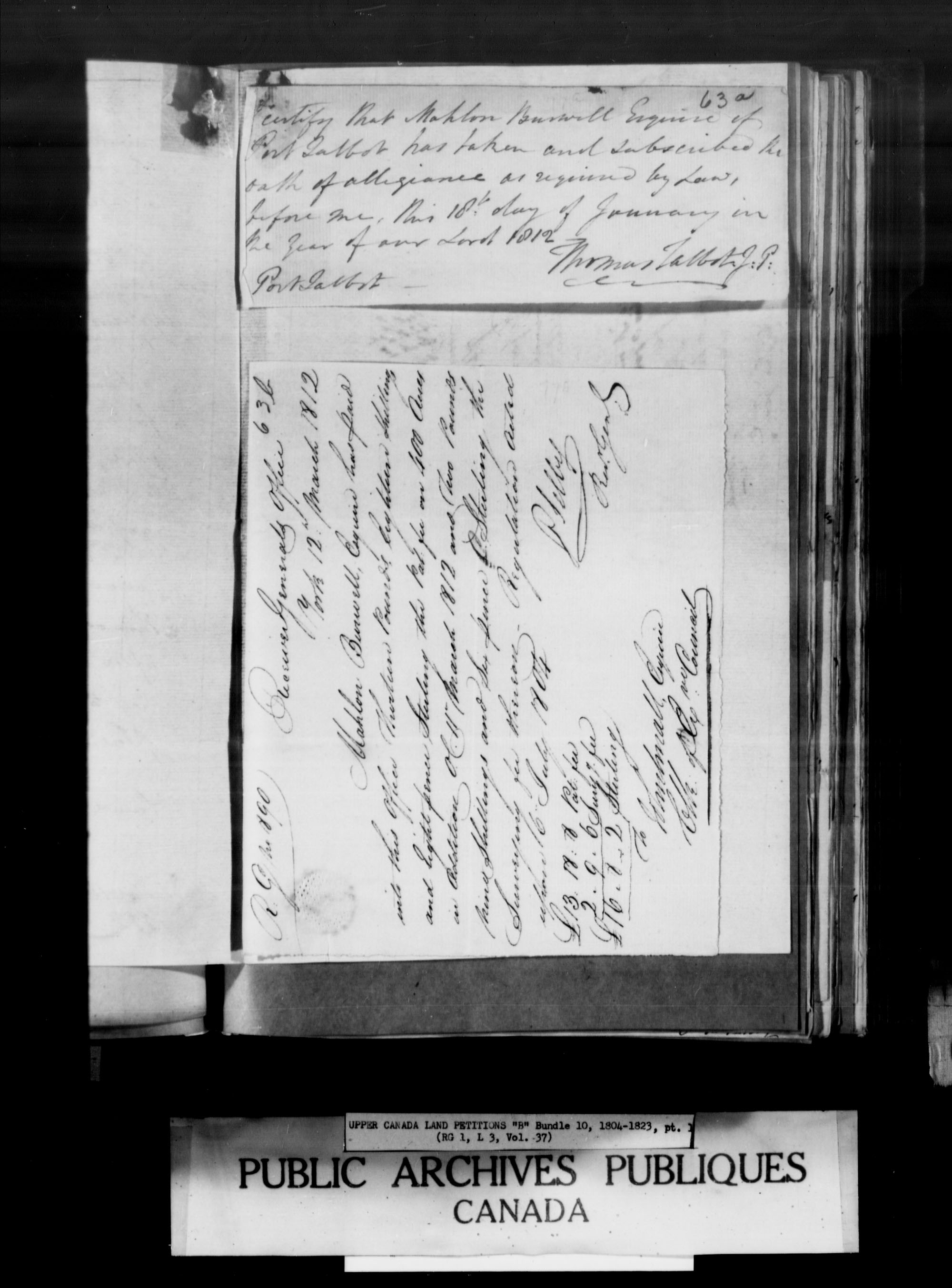 Title: Upper Canada Land Petitions (1763-1865) - Mikan Number: 205131 - Microform: c-1623