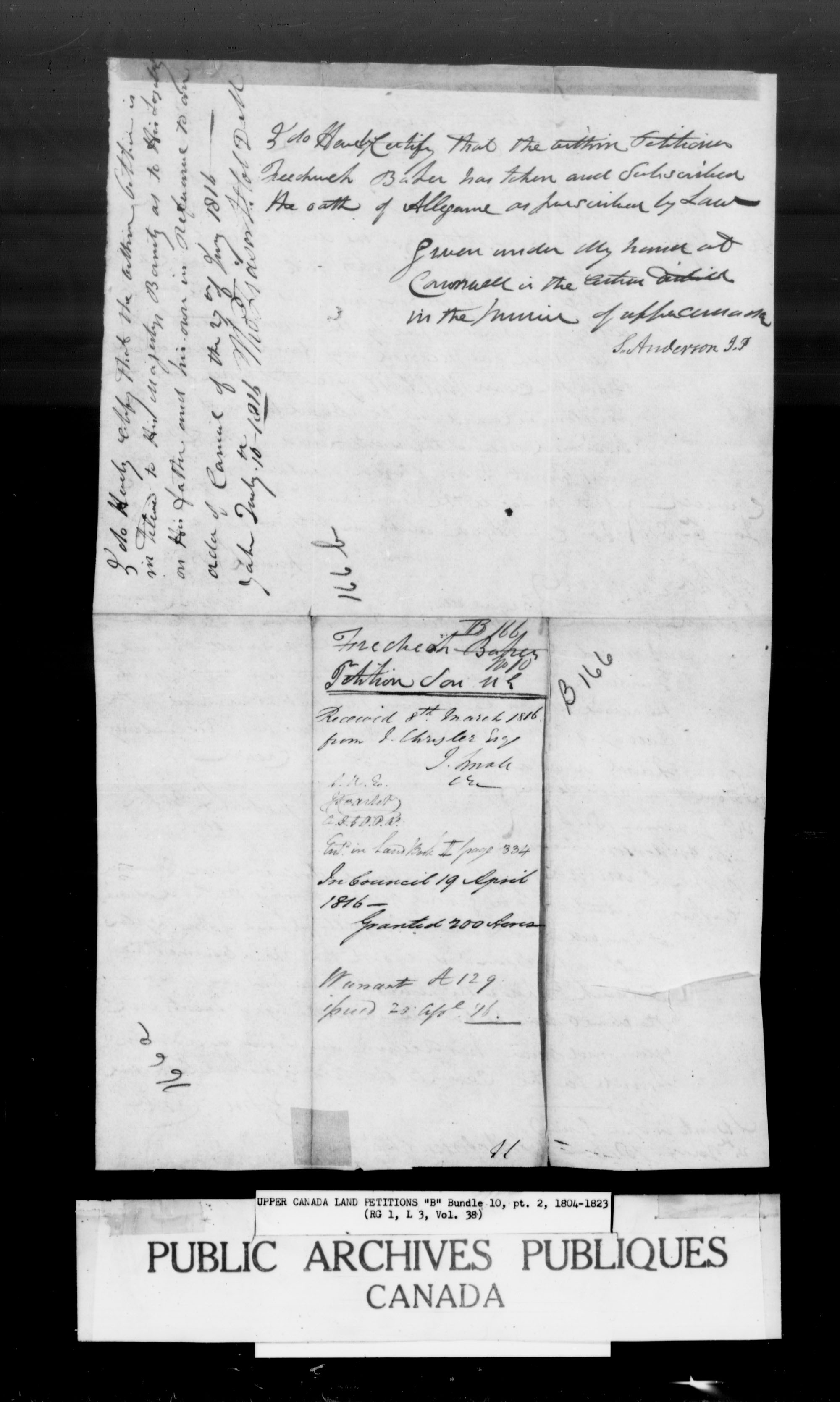 Title: Upper Canada Land Petitions (1763-1865) - Mikan Number: 205131 - Microform: c-1623