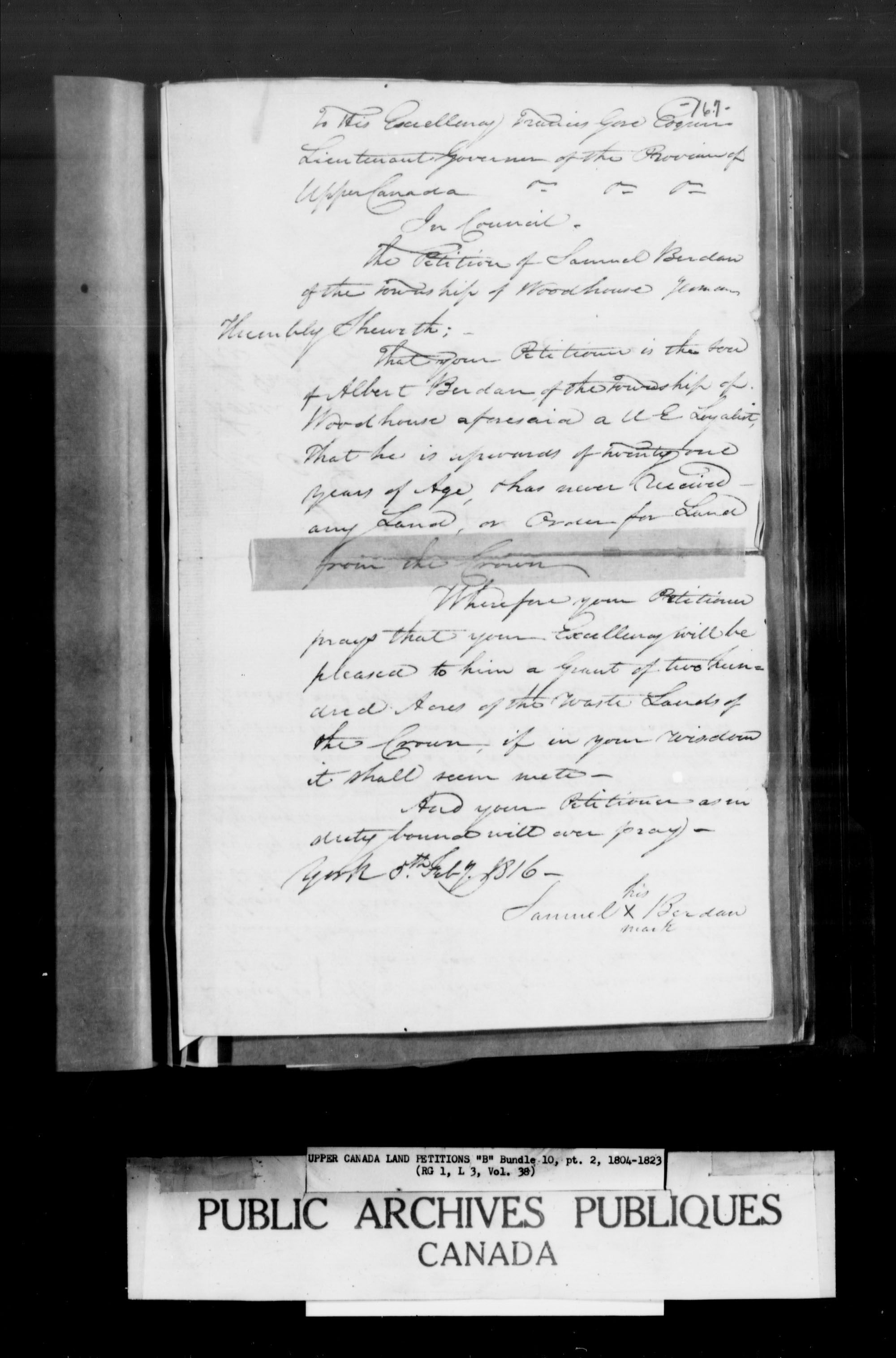Title: Upper Canada Land Petitions (1763-1865) - Mikan Number: 205131 - Microform: c-1623