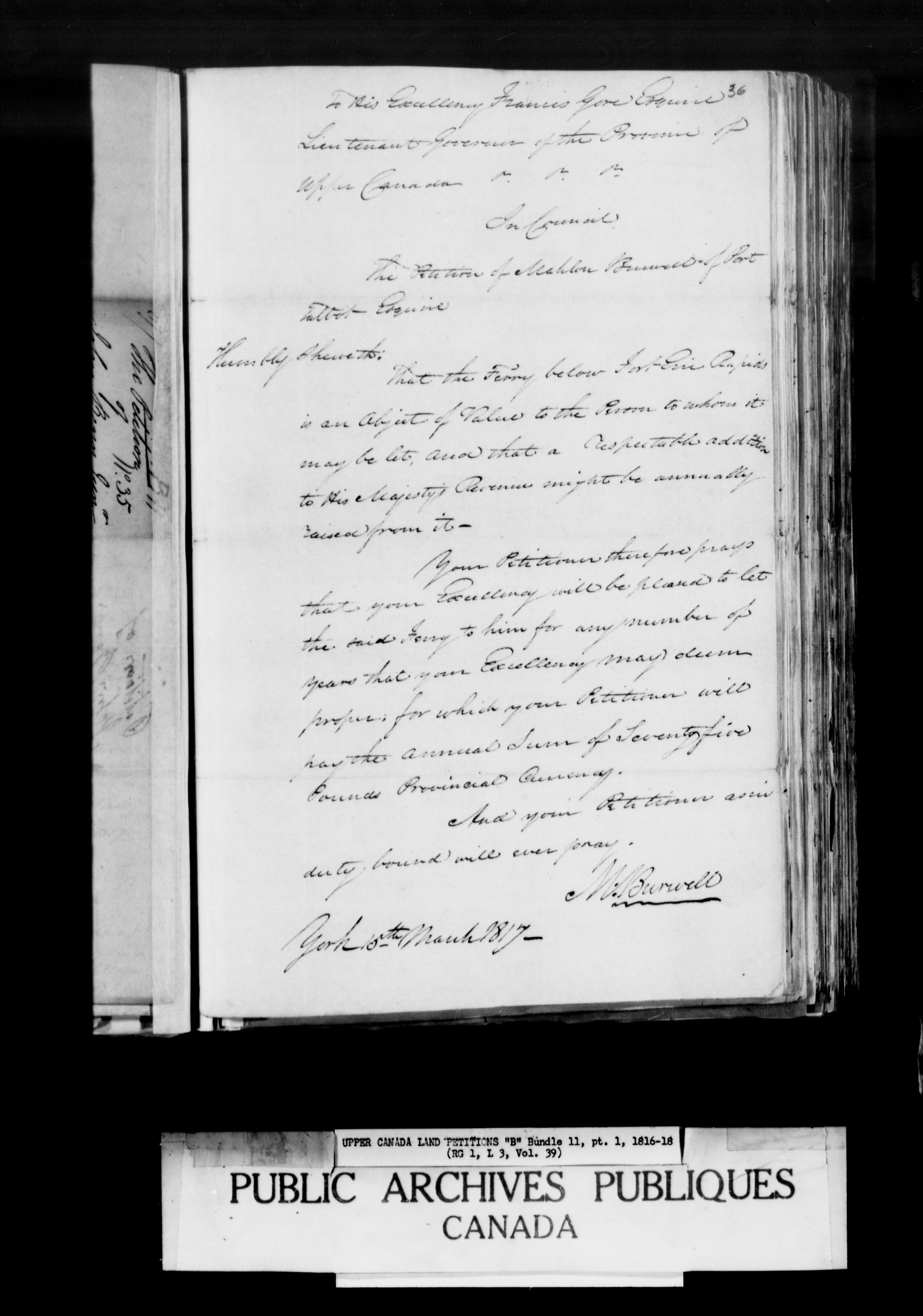 Title: Upper Canada Land Petitions (1763-1865) - Mikan Number: 205131 - Microform: c-1624