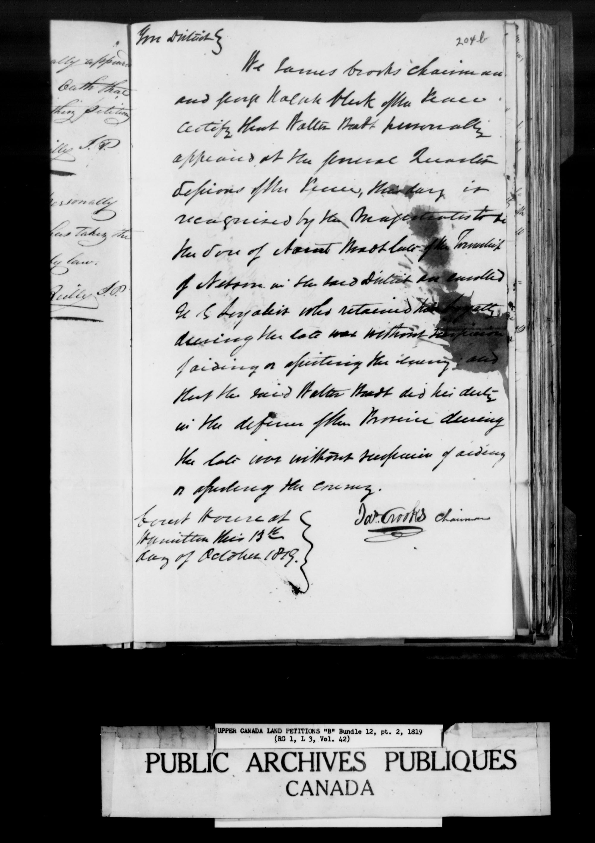 Title: Upper Canada Land Petitions (1763-1865) - Mikan Number: 205131 - Microform: c-1625