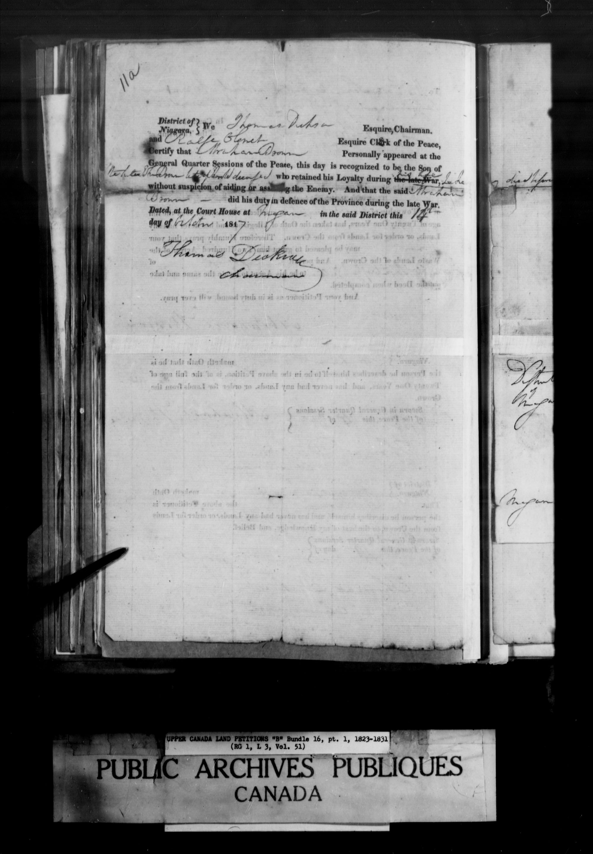 Title: Upper Canada Land Petitions (1763-1865) - Mikan Number: 205131 - Microform: c-1628