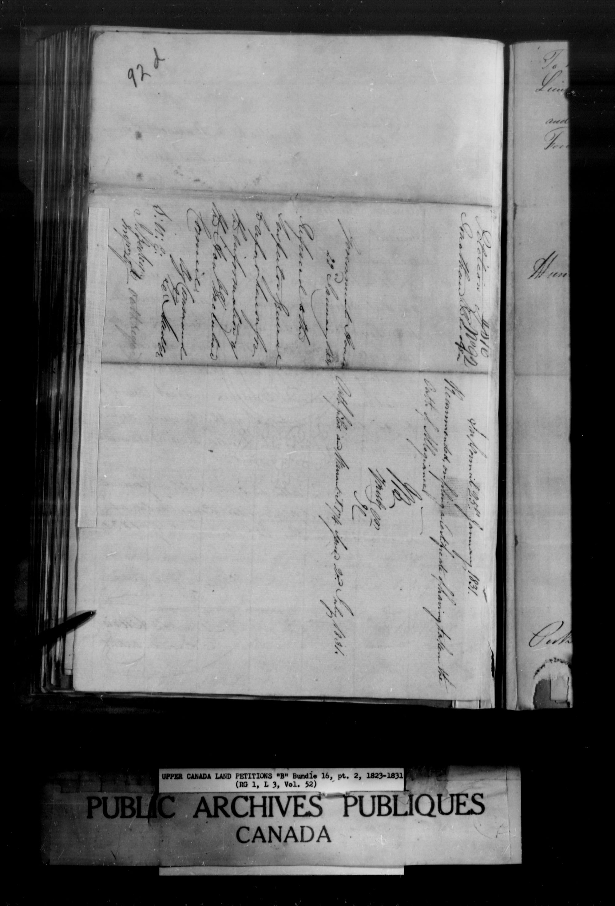 Titre : Demandes de terres du Haut-Canada (1763-1865) - N d'enregistrement Mikan : 205131 - Microforme : c-1628