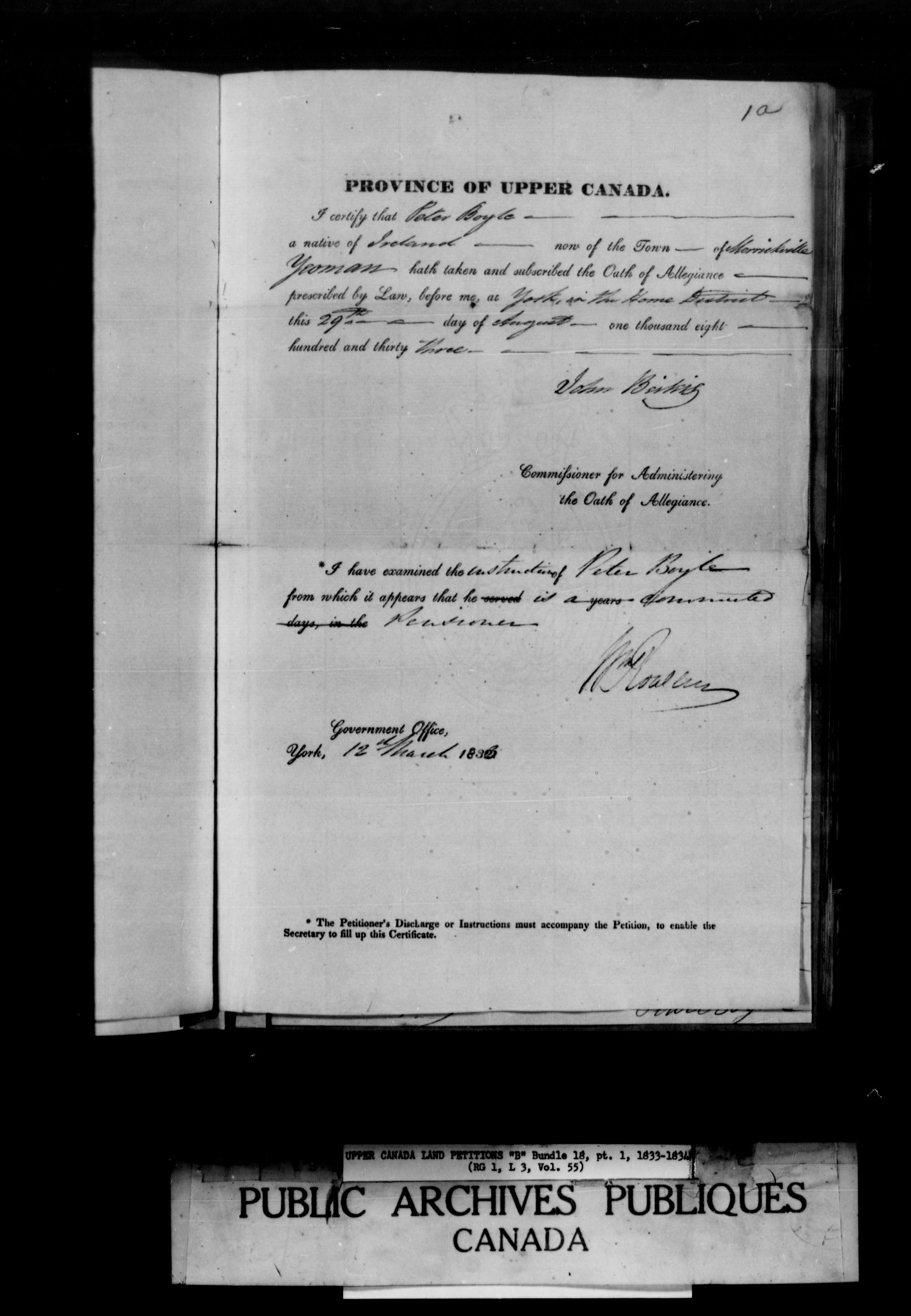 Titre : Demandes de terres du Haut-Canada (1763-1865) - N d'enregistrement Mikan : 205131 - Microforme : c-1630