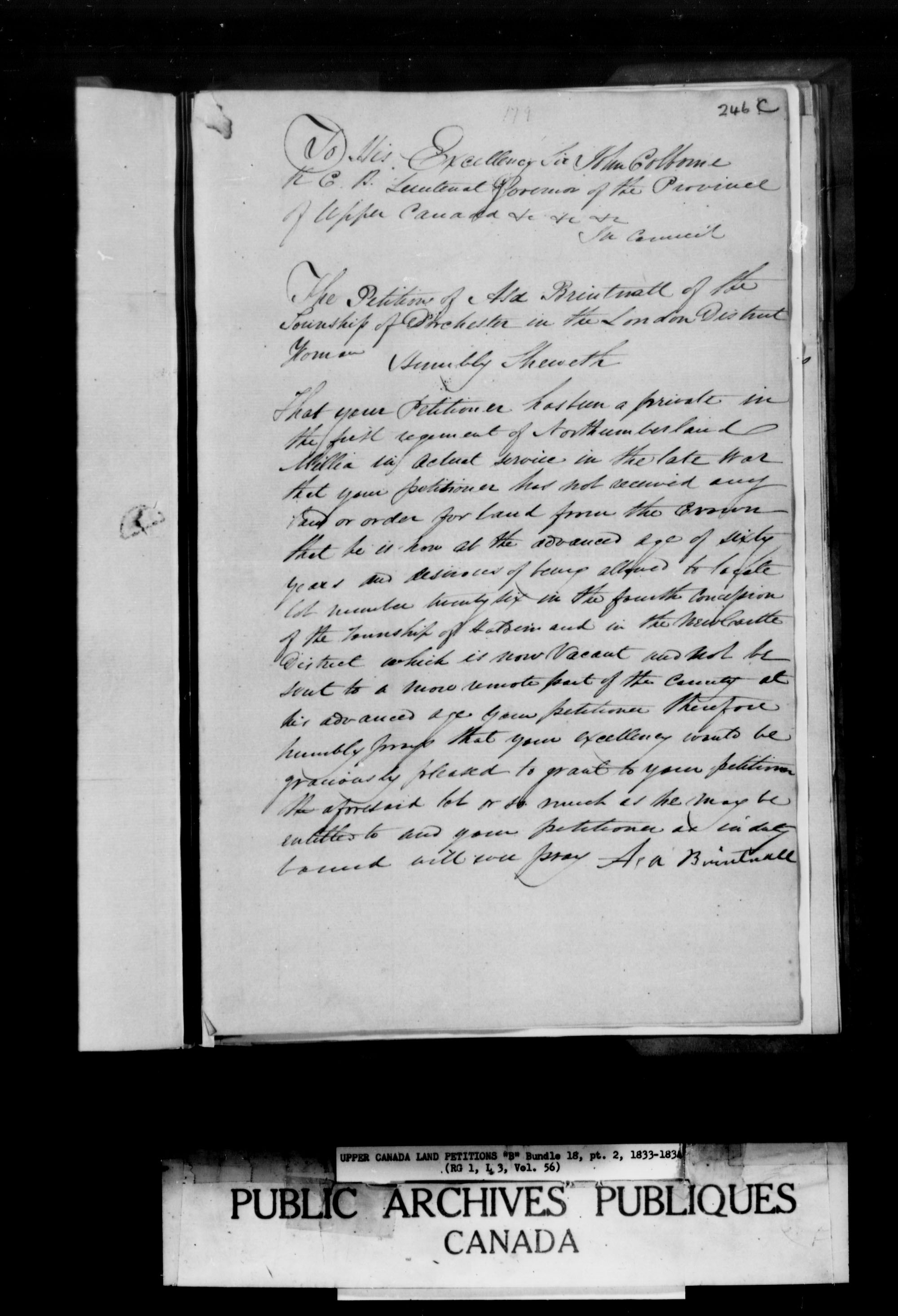 Title: Upper Canada Land Petitions (1763-1865) - Mikan Number: 205131 - Microform: c-1630