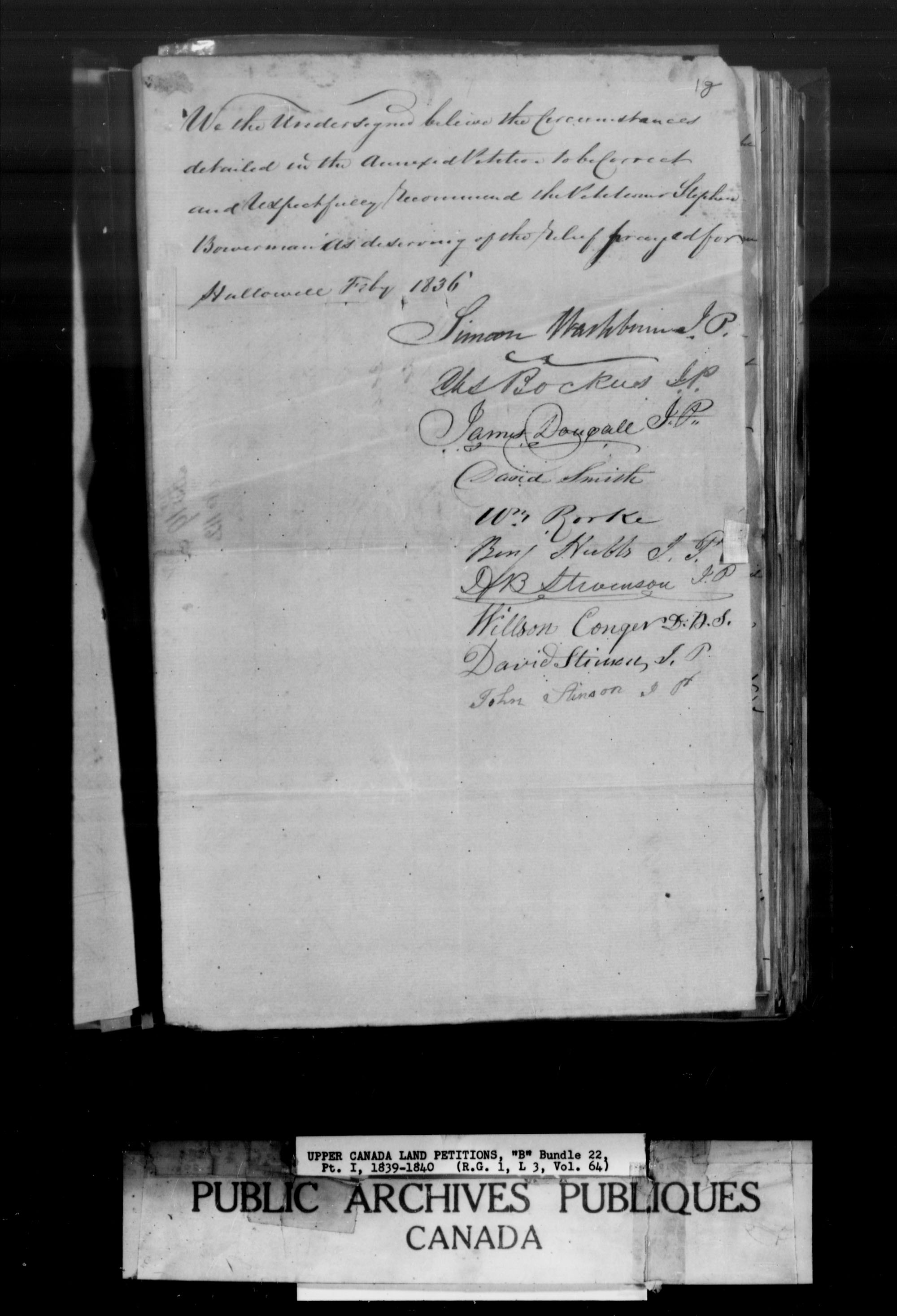 Titre : Demandes de terres du Haut-Canada (1763-1865) - N d'enregistrement Mikan : 205131 - Microforme : c-1634
