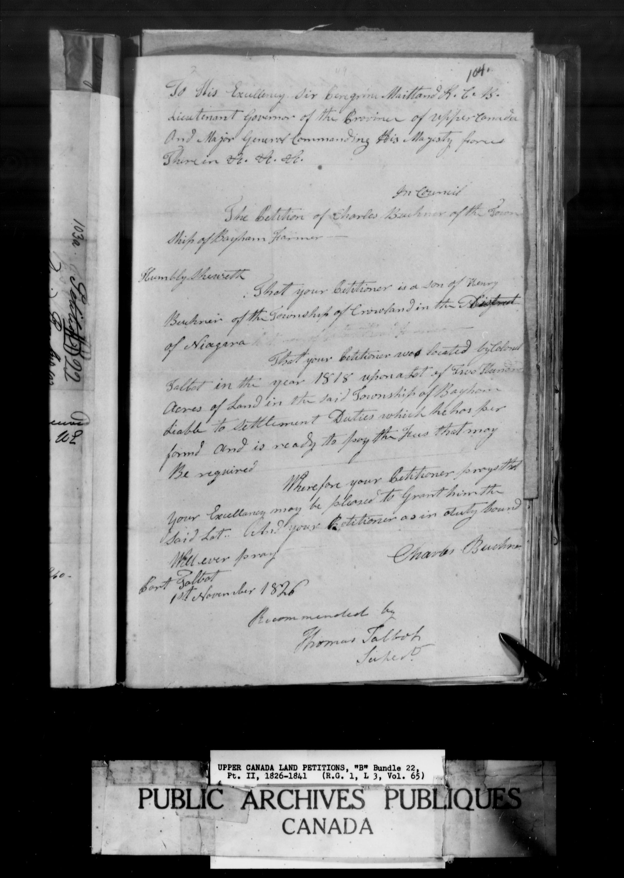 Title: Upper Canada Land Petitions (1763-1865) - Mikan Number: 205131 - Microform: c-1634