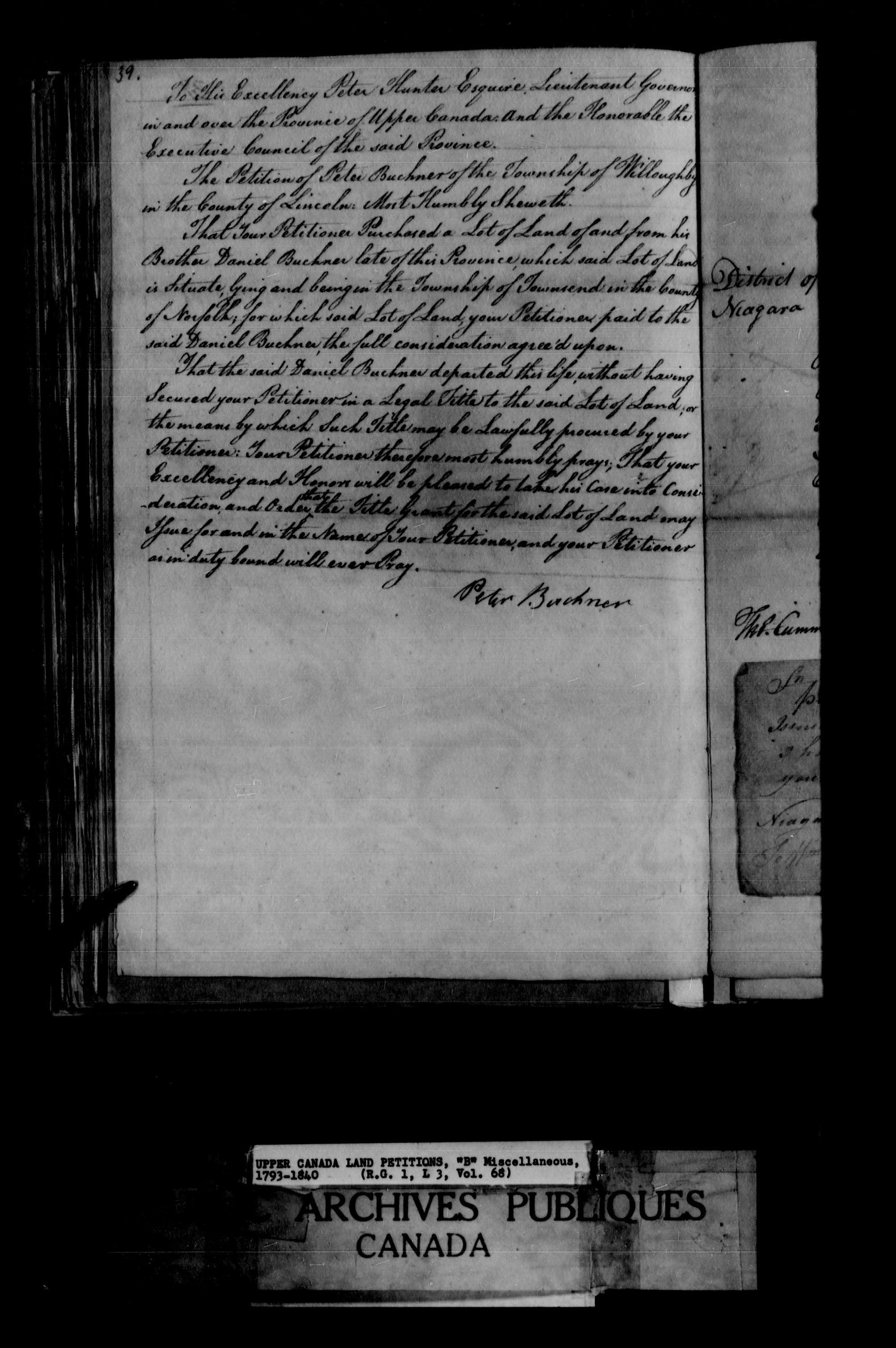 Title: Upper Canada Land Petitions (1763-1865) - Mikan Number: 205131 - Microform: c-1635