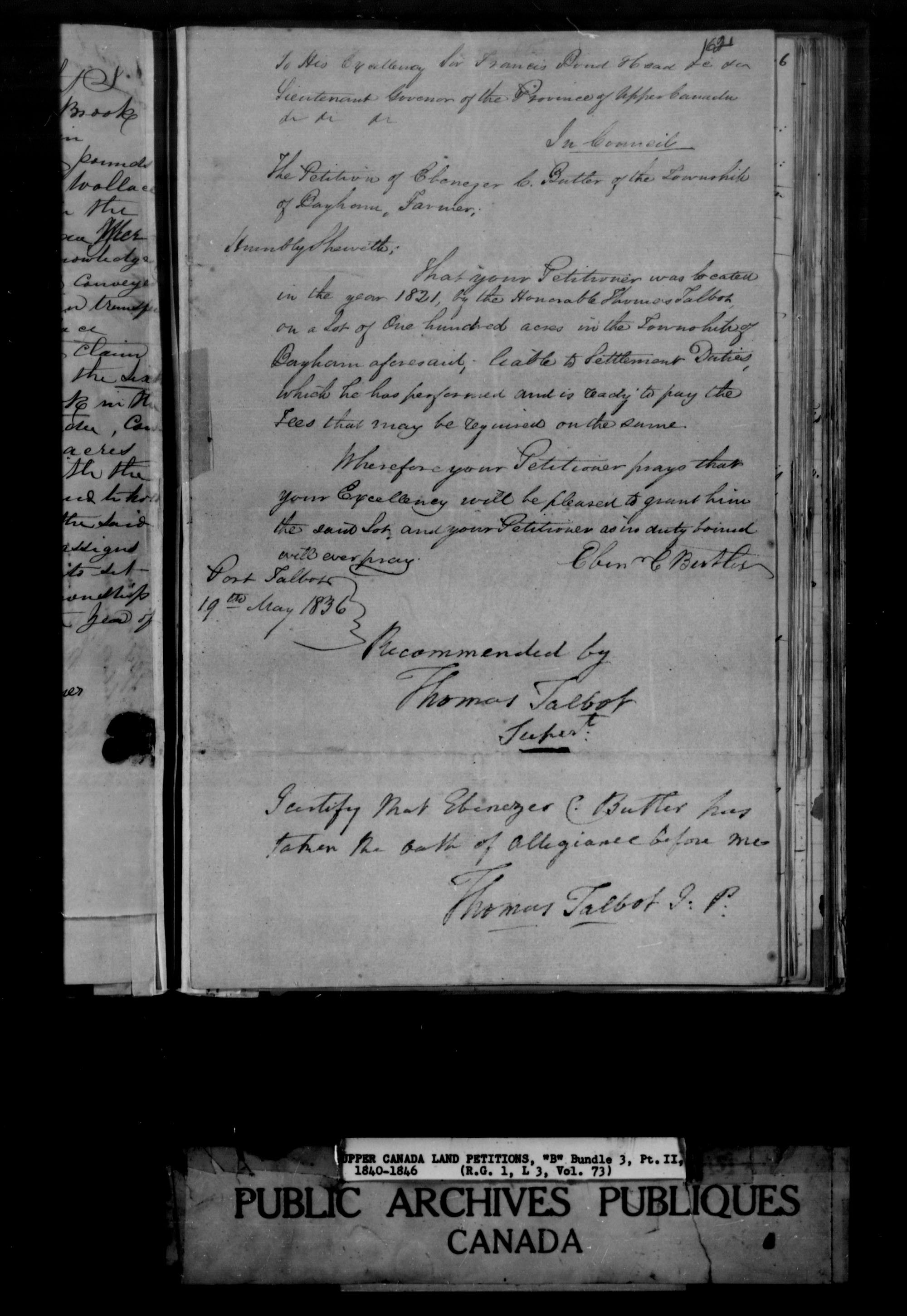 Title: Upper Canada Land Petitions (1763-1865) - Mikan Number: 205131 - Microform: c-1638