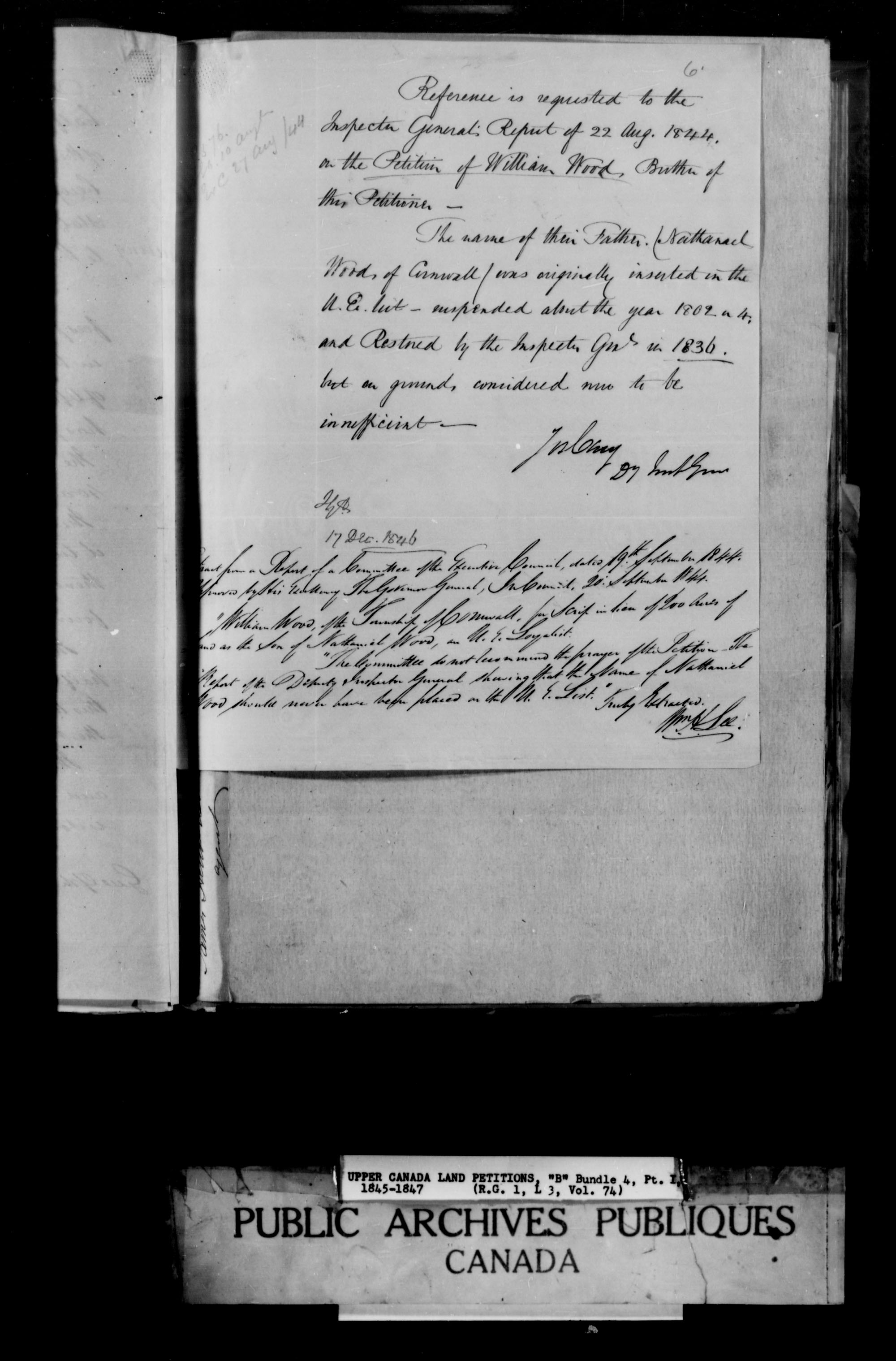 Titre : Demandes de terres du Haut-Canada (1763-1865) - N d'enregistrement Mikan : 205131 - Microforme : c-1639