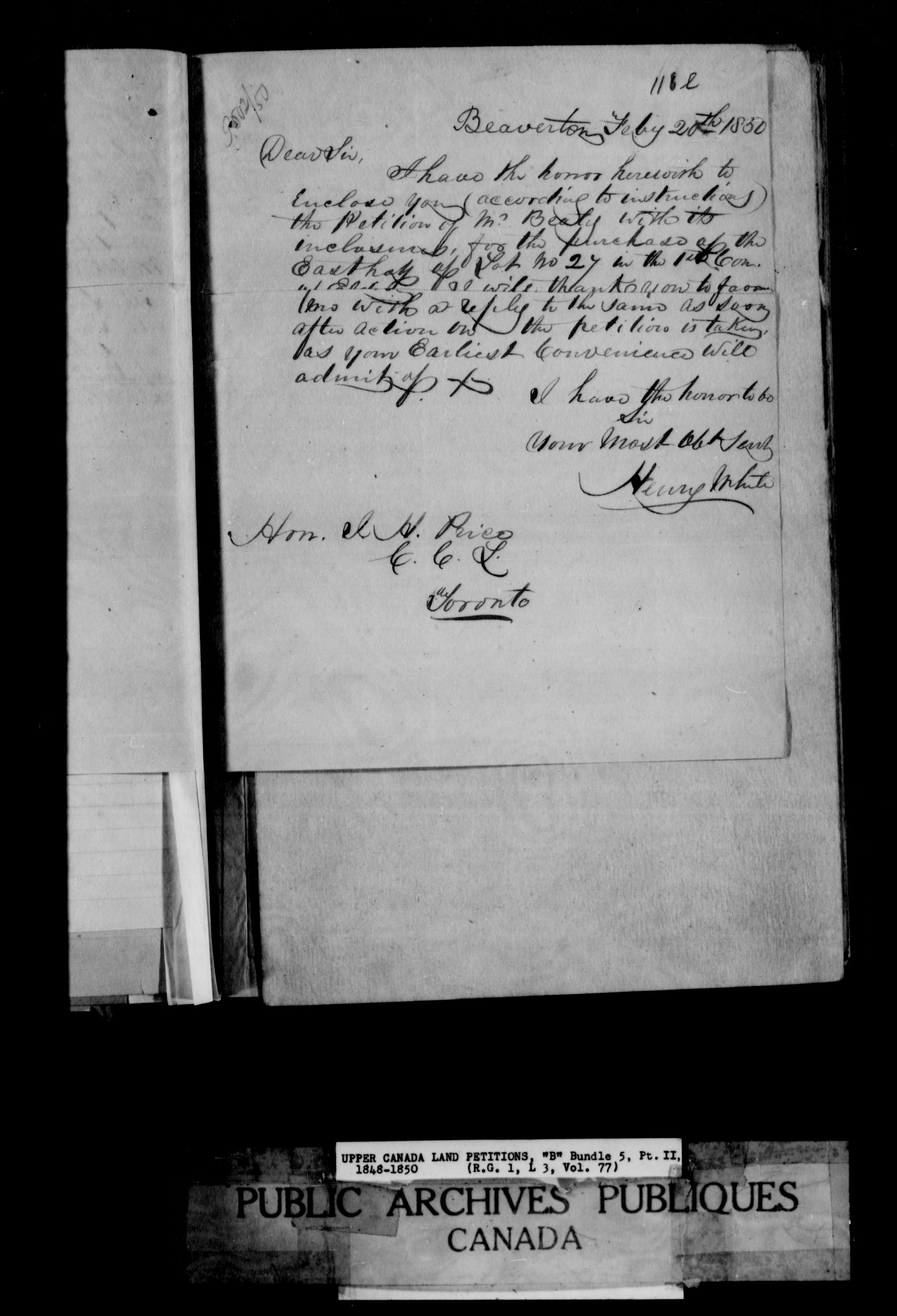 Titre : Demandes de terres du Haut-Canada (1763-1865) - N d'enregistrement Mikan : 205131 - Microforme : c-1640