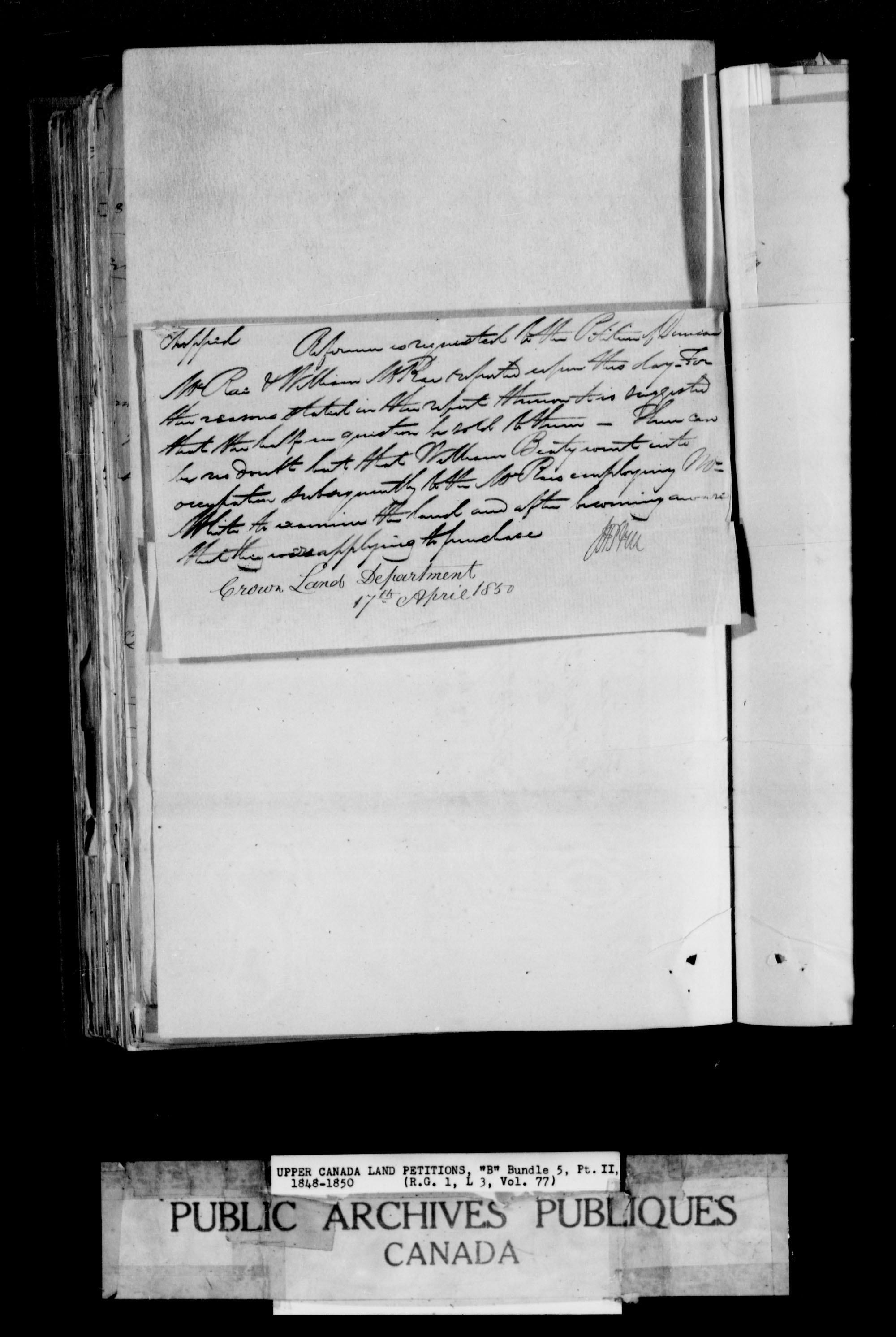 Title: Upper Canada Land Petitions (1763-1865) - Mikan Number: 205131 - Microform: c-1640