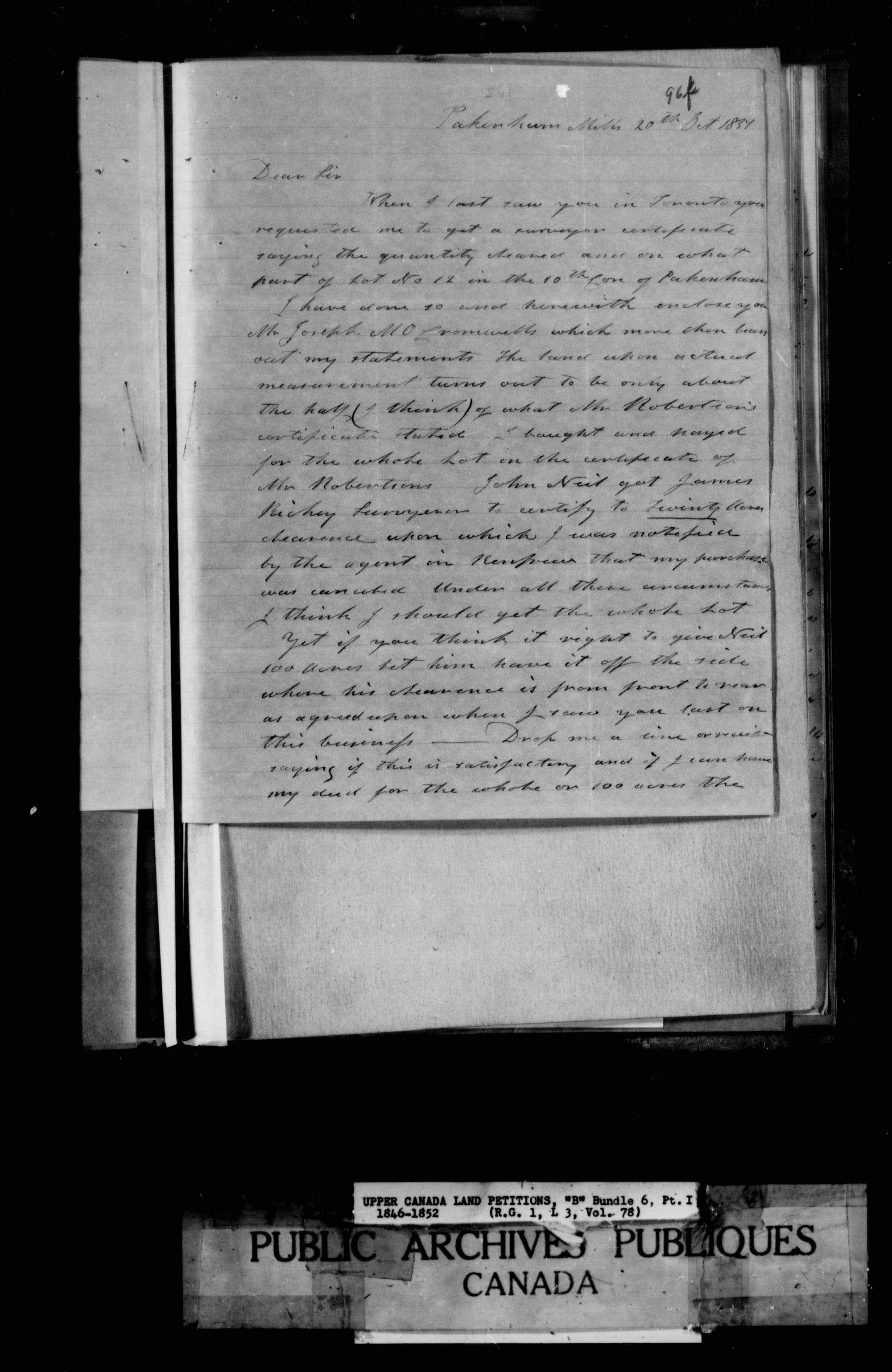 Titre : Demandes de terres du Haut-Canada (1763-1865) - N d'enregistrement Mikan : 205131 - Microforme : c-1641