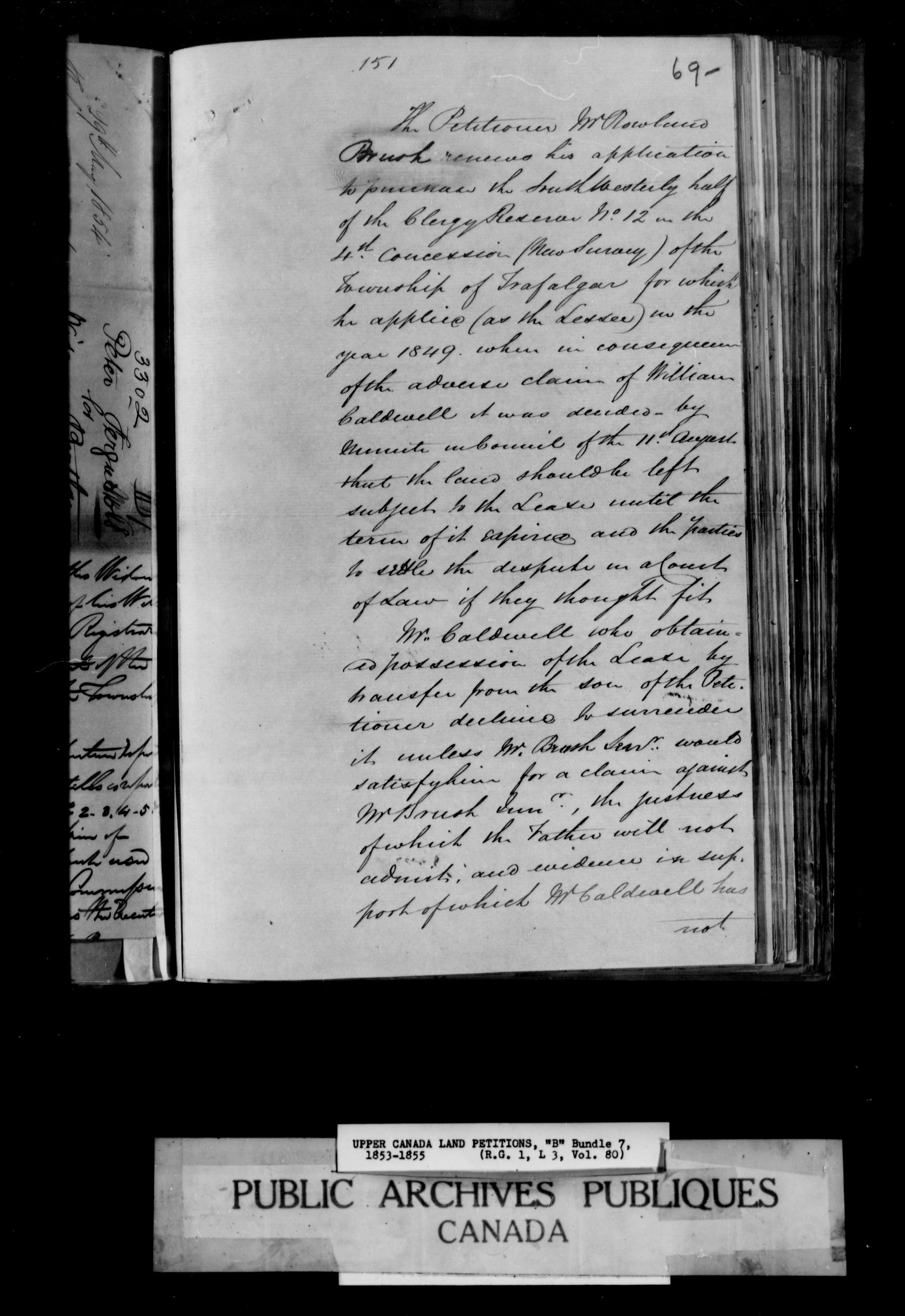 Titre : Demandes de terres du Haut-Canada (1763-1865) - N d'enregistrement Mikan : 205131 - Microforme : c-1643