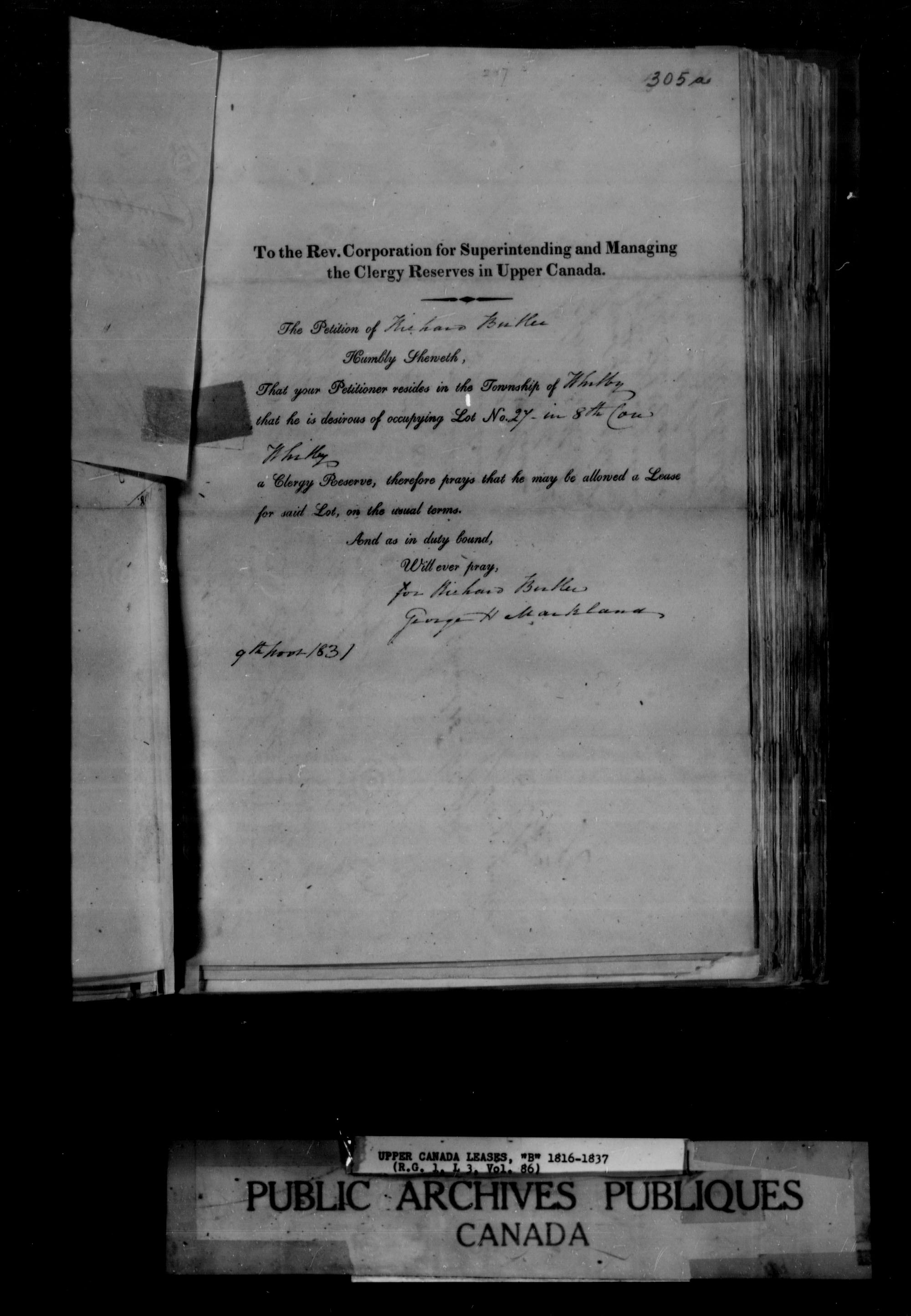 Title: Upper Canada Land Petitions (1763-1865) - Mikan Number: 205131 - Microform: c-1646