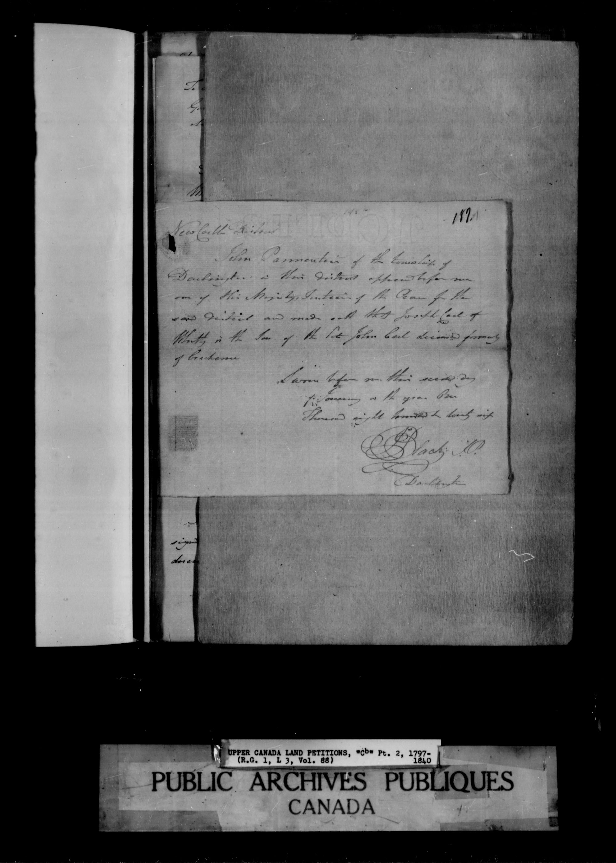 Titre : Demandes de terres du Haut-Canada (1763-1865) - N d'enregistrement Mikan : 205131 - Microforme : c-1647