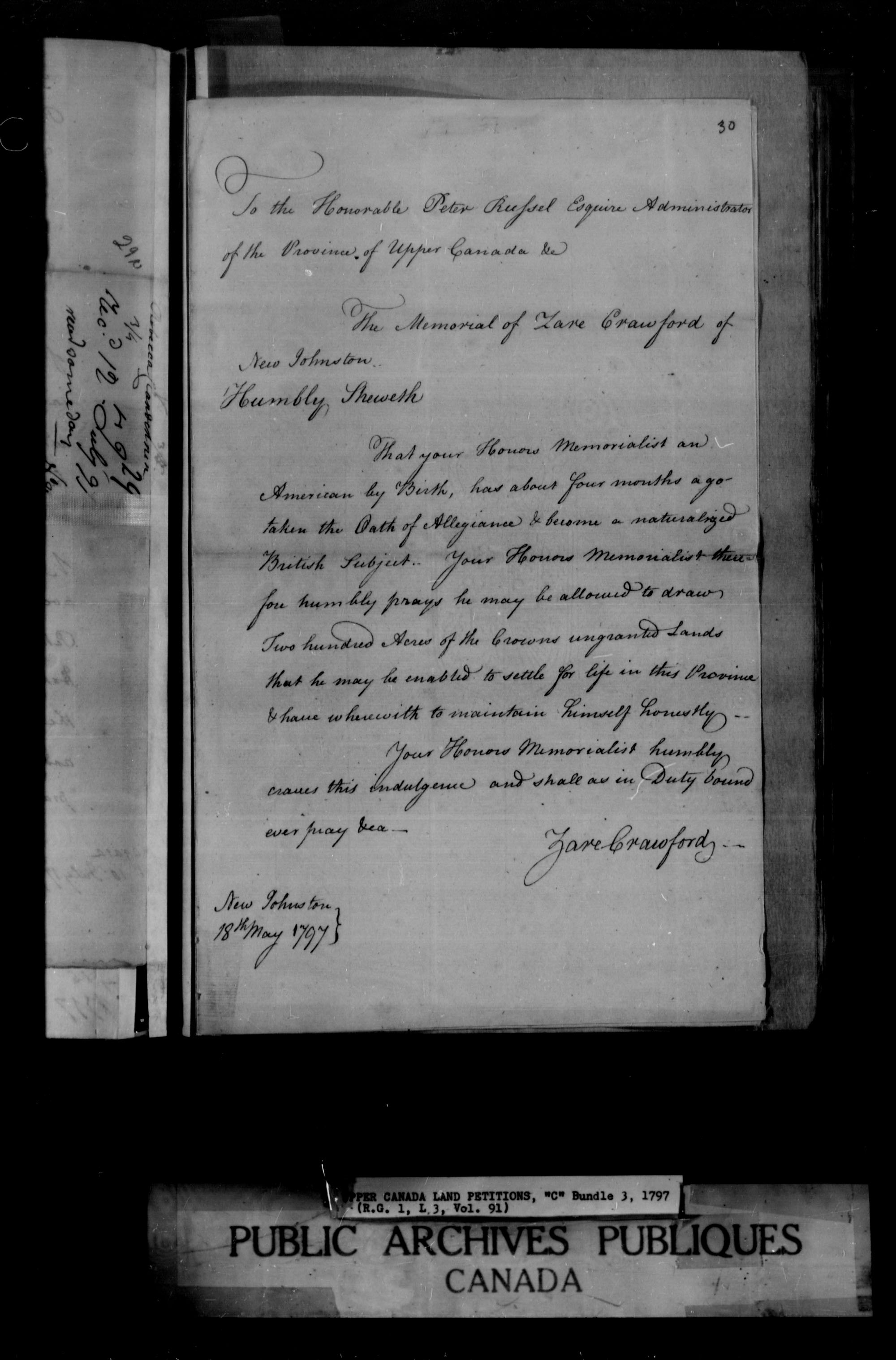 Title: Upper Canada Land Petitions (1763-1865) - Mikan Number: 205131 - Microform: c-1648