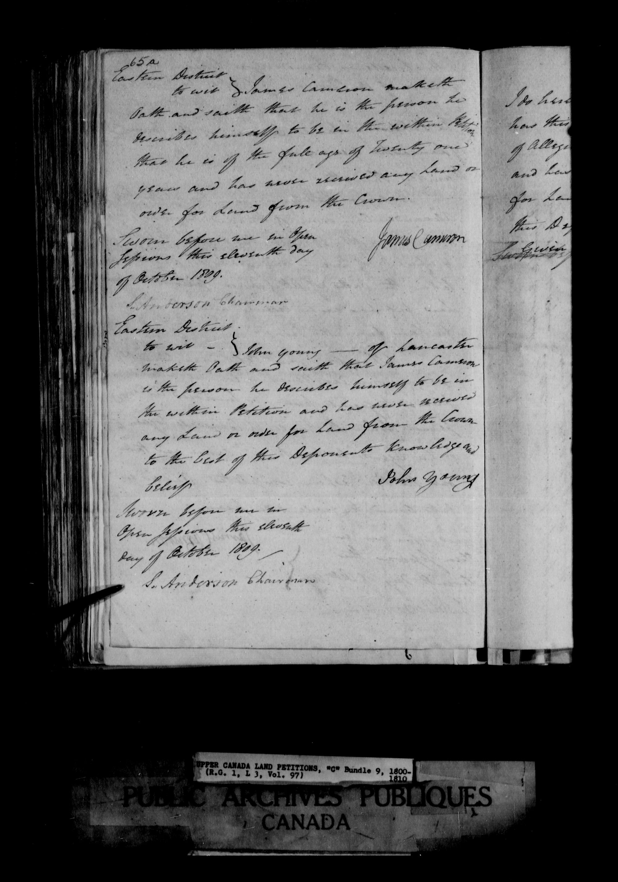Title: Upper Canada Land Petitions (1763-1865) - Mikan Number: 205131 - Microform: c-1651