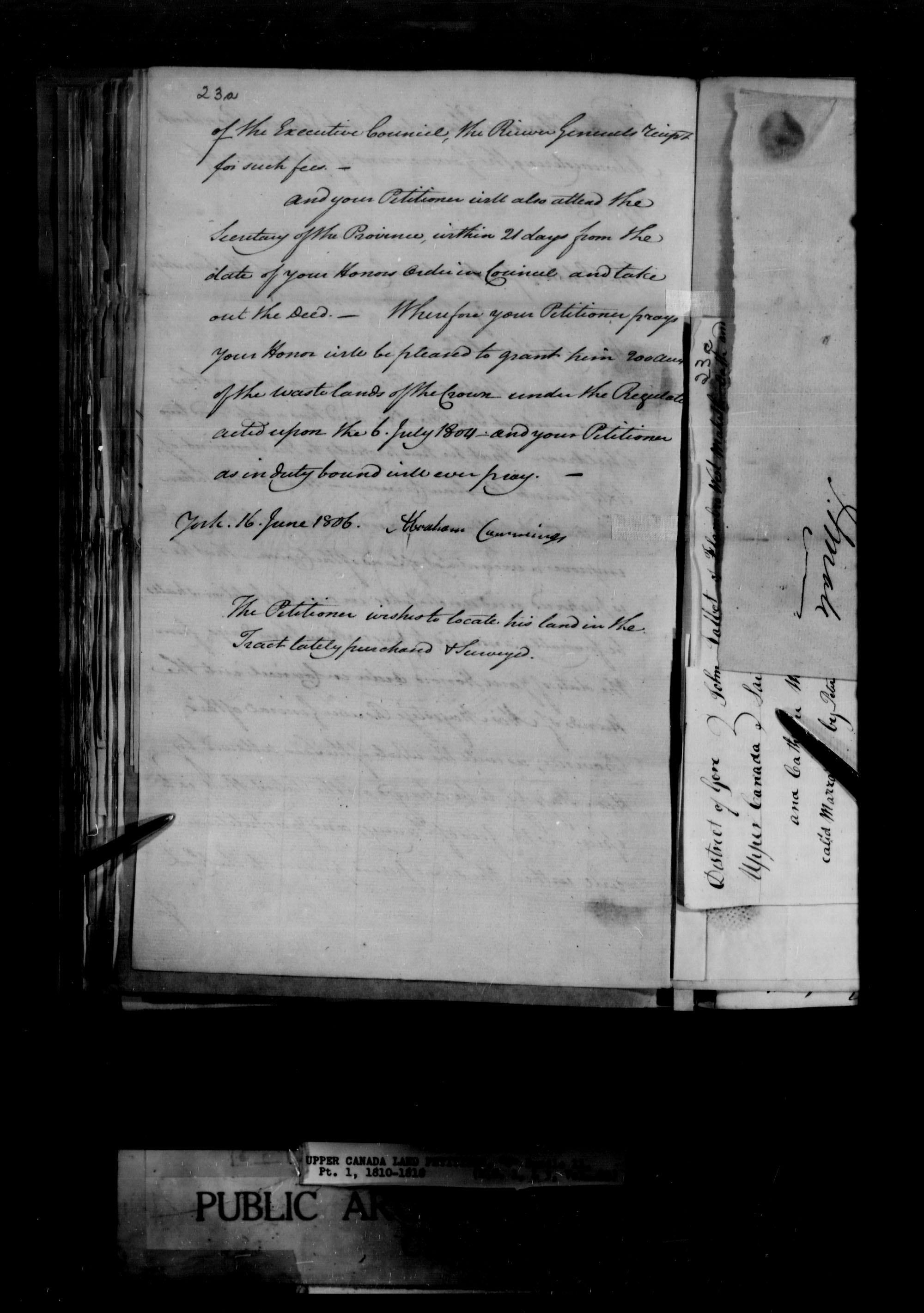 Title: Upper Canada Land Petitions (1763-1865) - Mikan Number: 205131 - Microform: c-1652