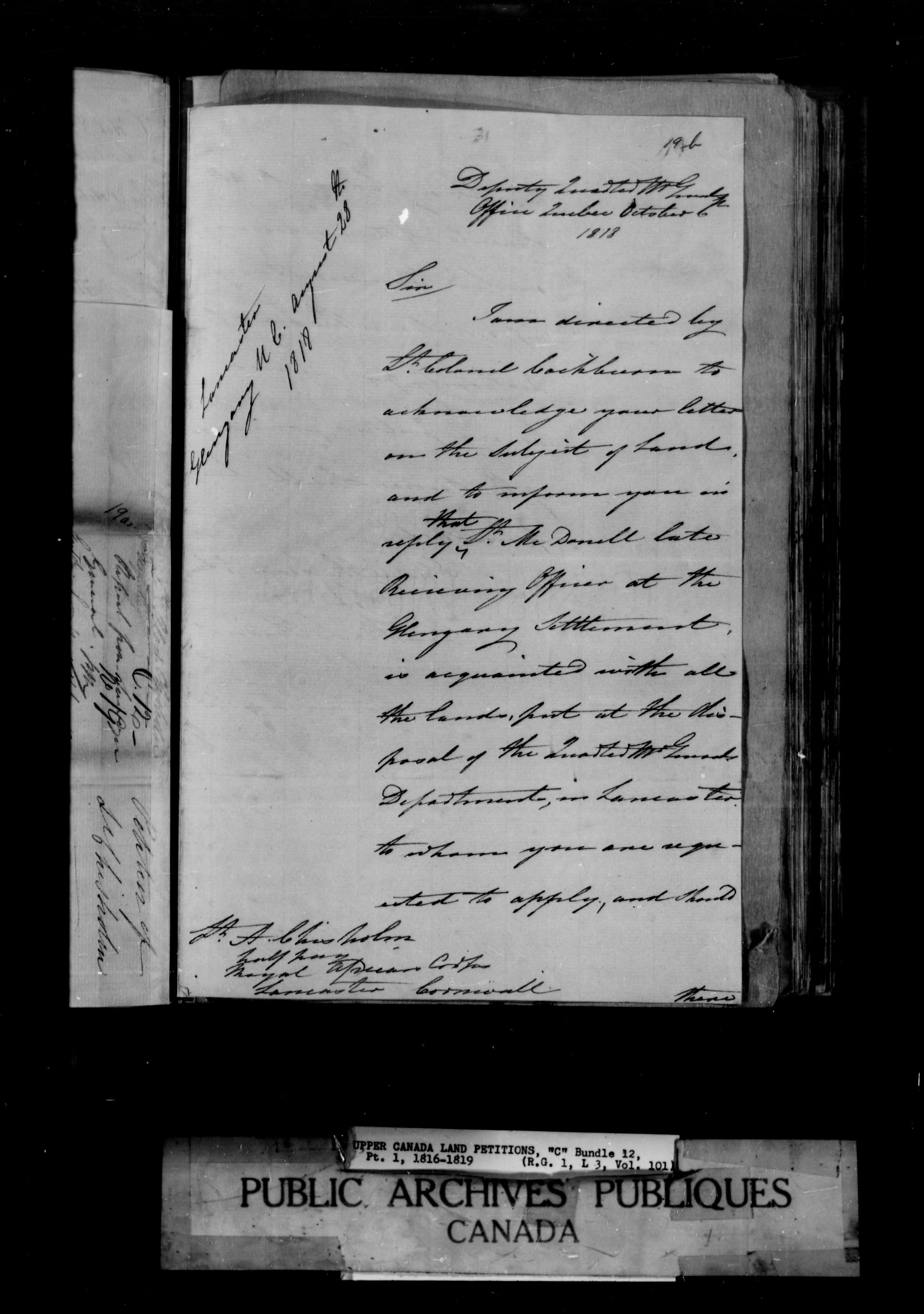 Title: Upper Canada Land Petitions (1763-1865) - Mikan Number: 205131 - Microform: c-1652