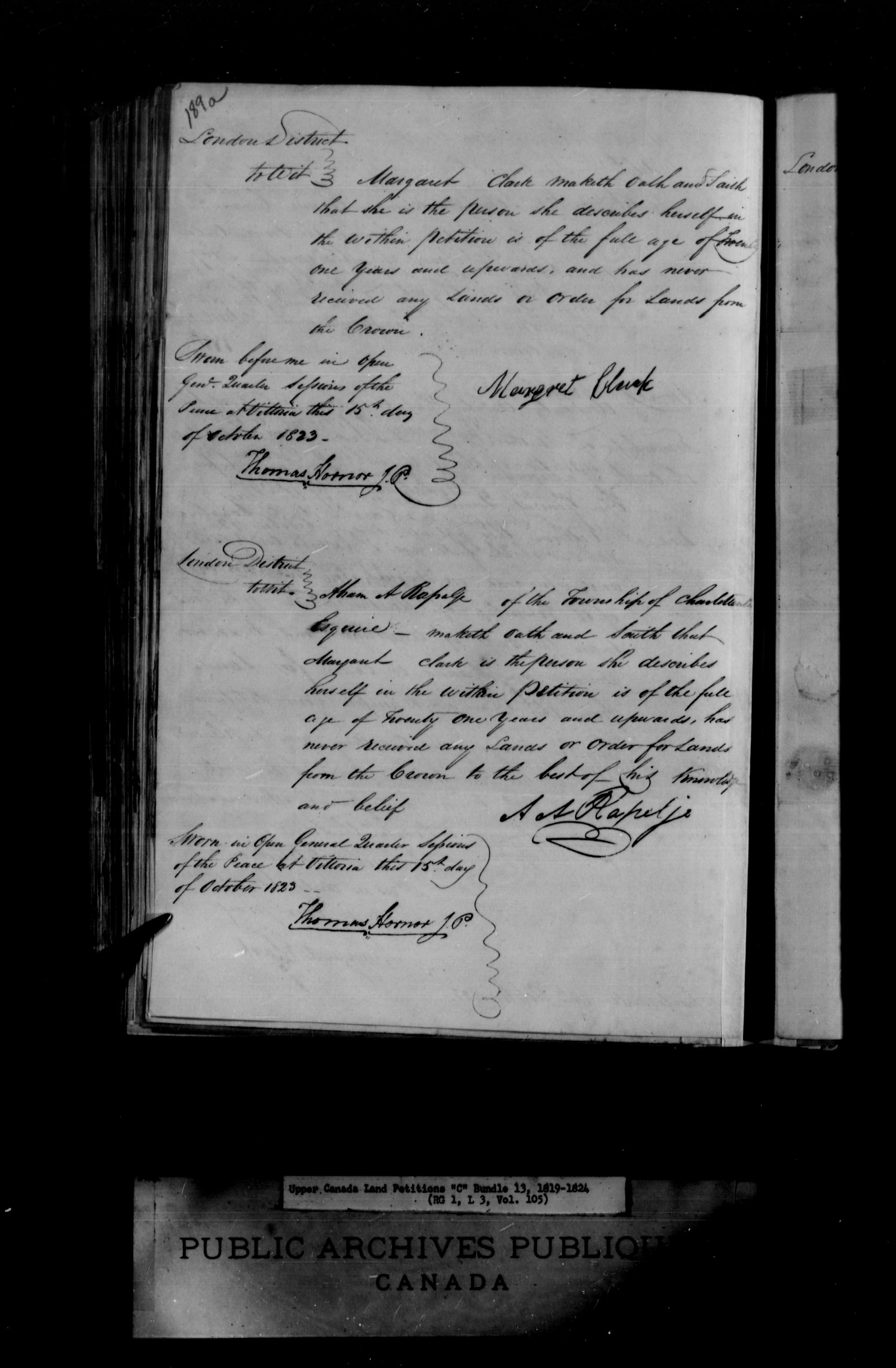 Title: Upper Canada Land Petitions (1763-1865) - Mikan Number: 205131 - Microform: c-1724